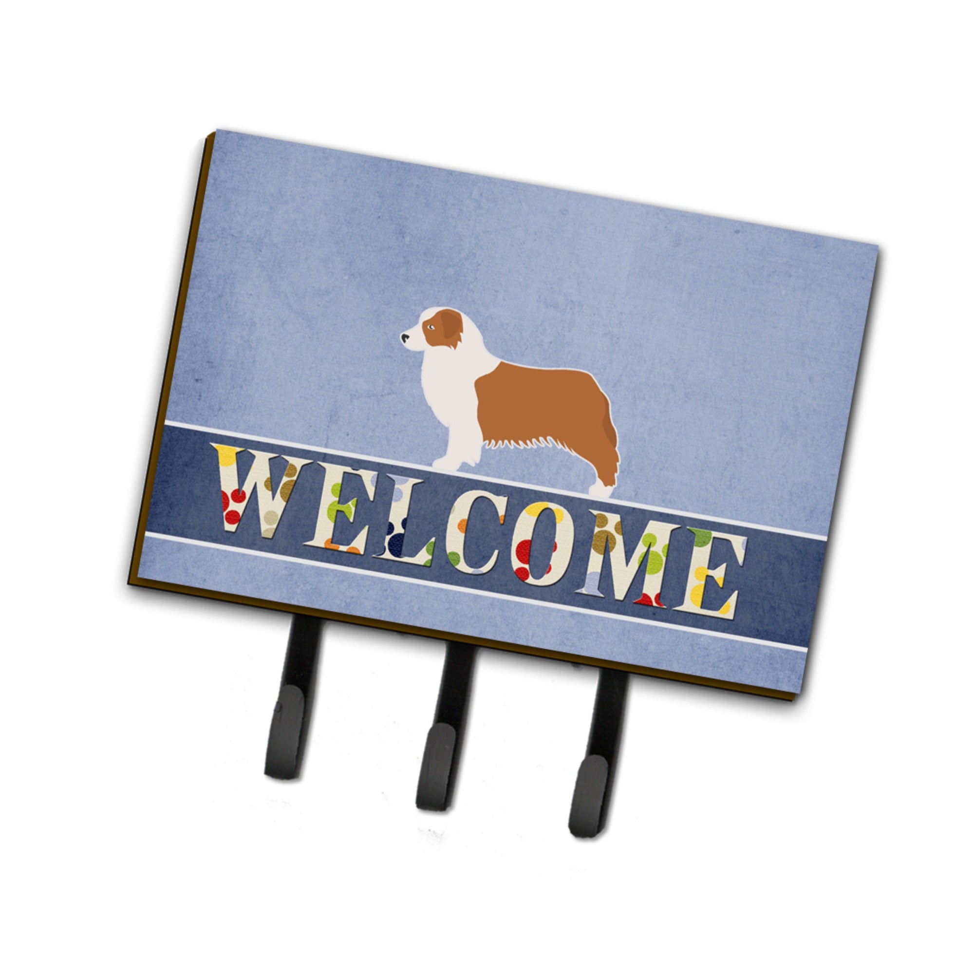 Caroline'S Treasures Australian Shepherd Dog Welcome Wall Hook, Triple, Multicolor