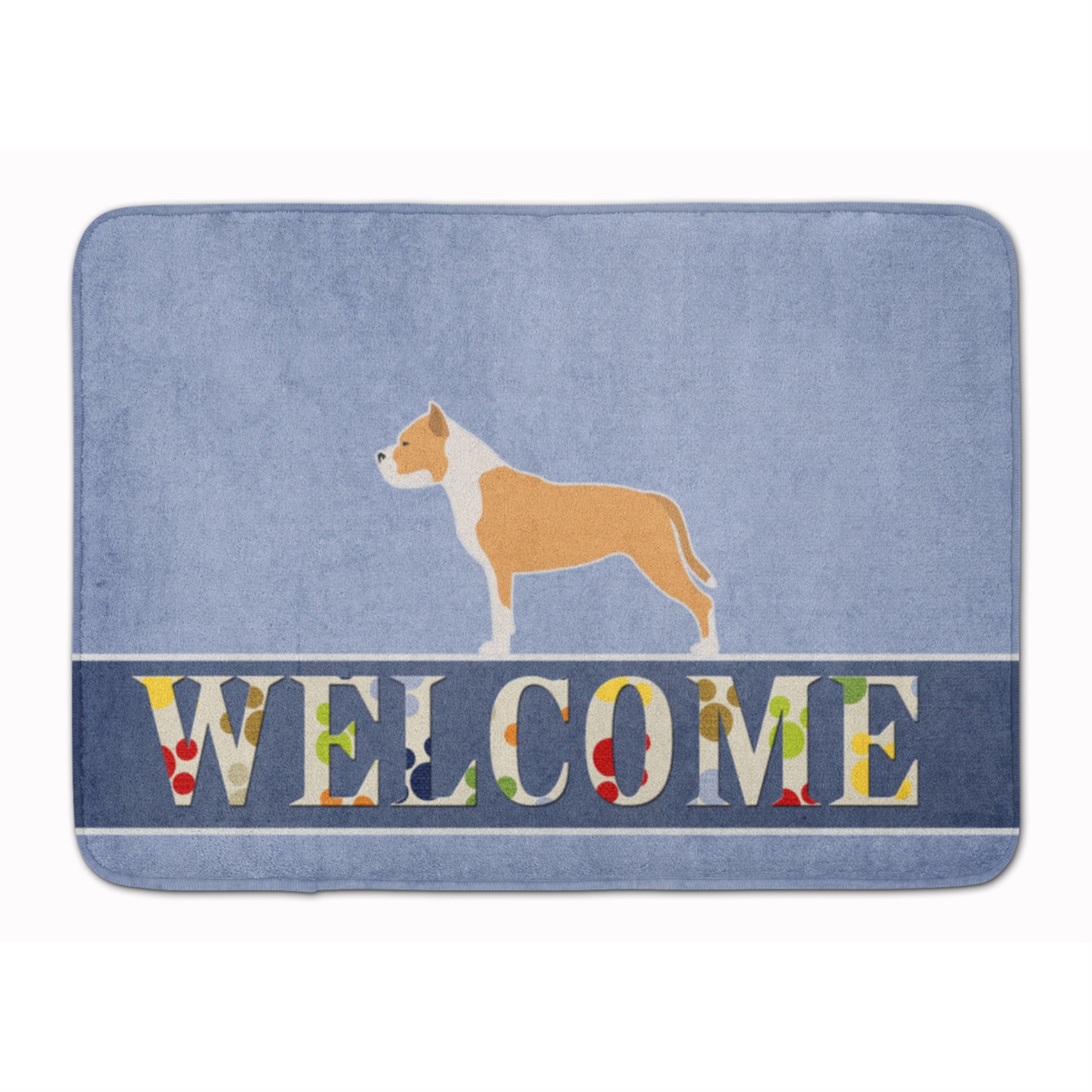 Caroline'S Treasures Staffordshire Bull Terrier Welcome Floor Mat, 19 X 27, Multicolor