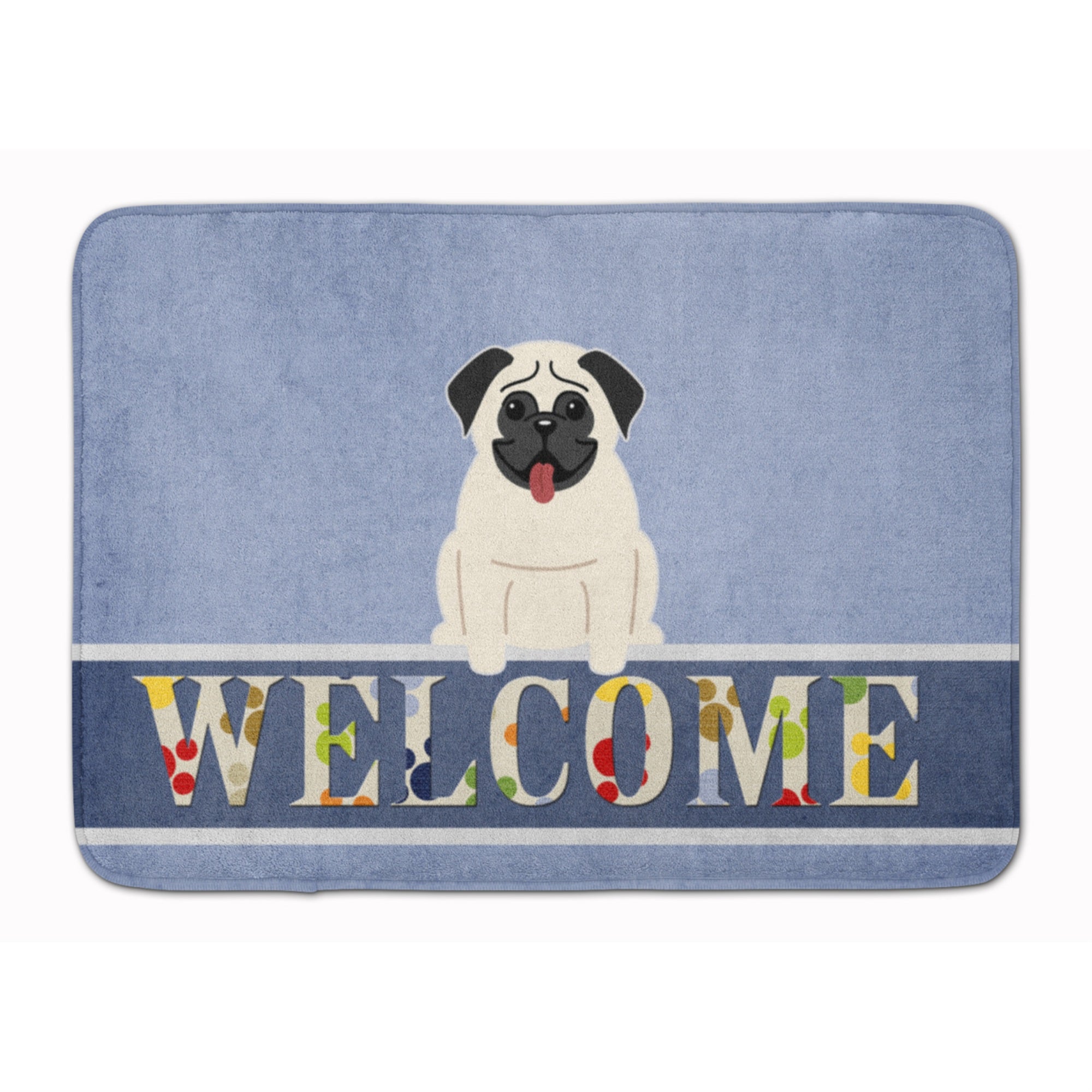 Caroline'S Treasures Pug Cream Welcome Floor Mat, 19 X 27, Multicolor