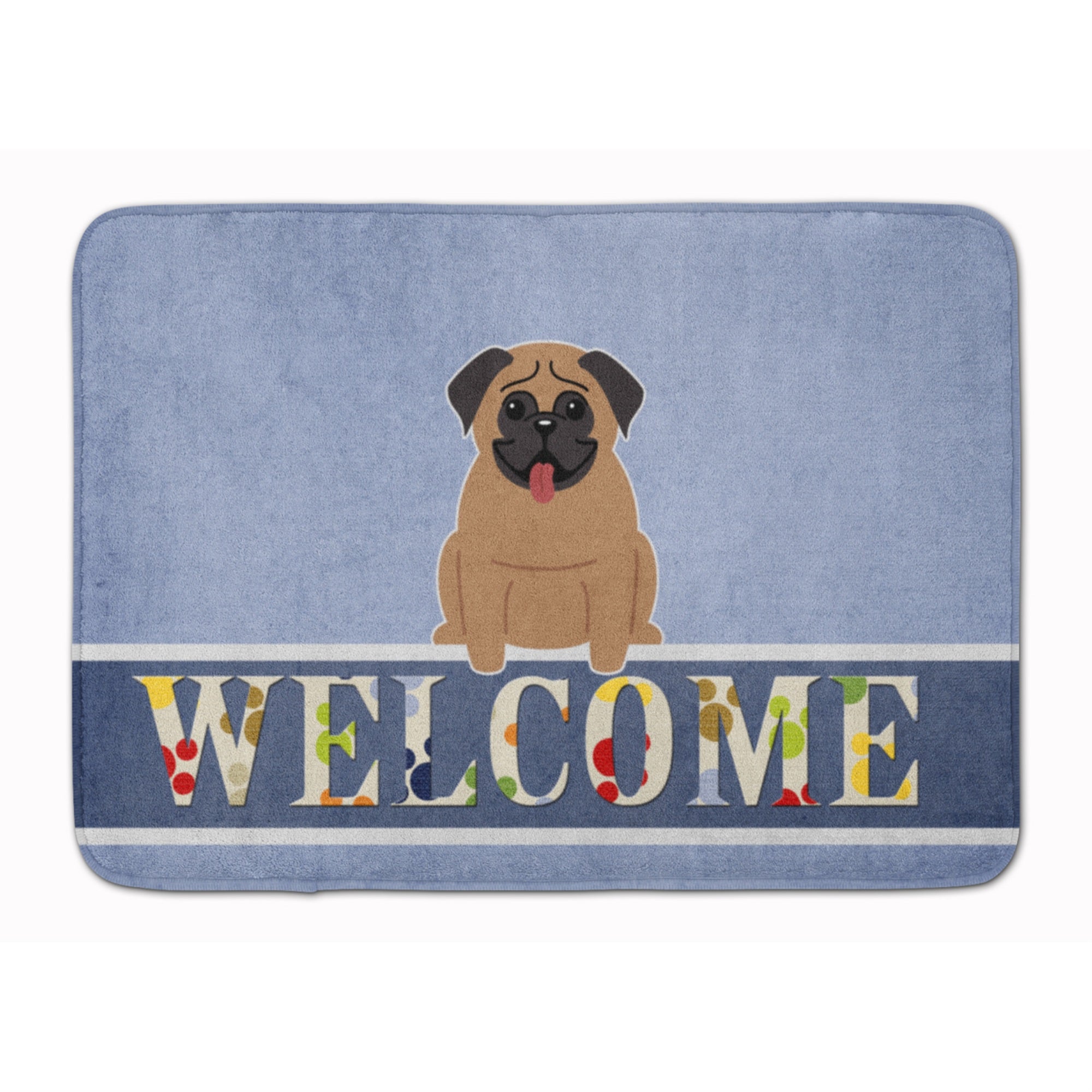 Caroline'S Treasures Pug Brown Welcome Floor Mat, 19 X 27, Multicolor