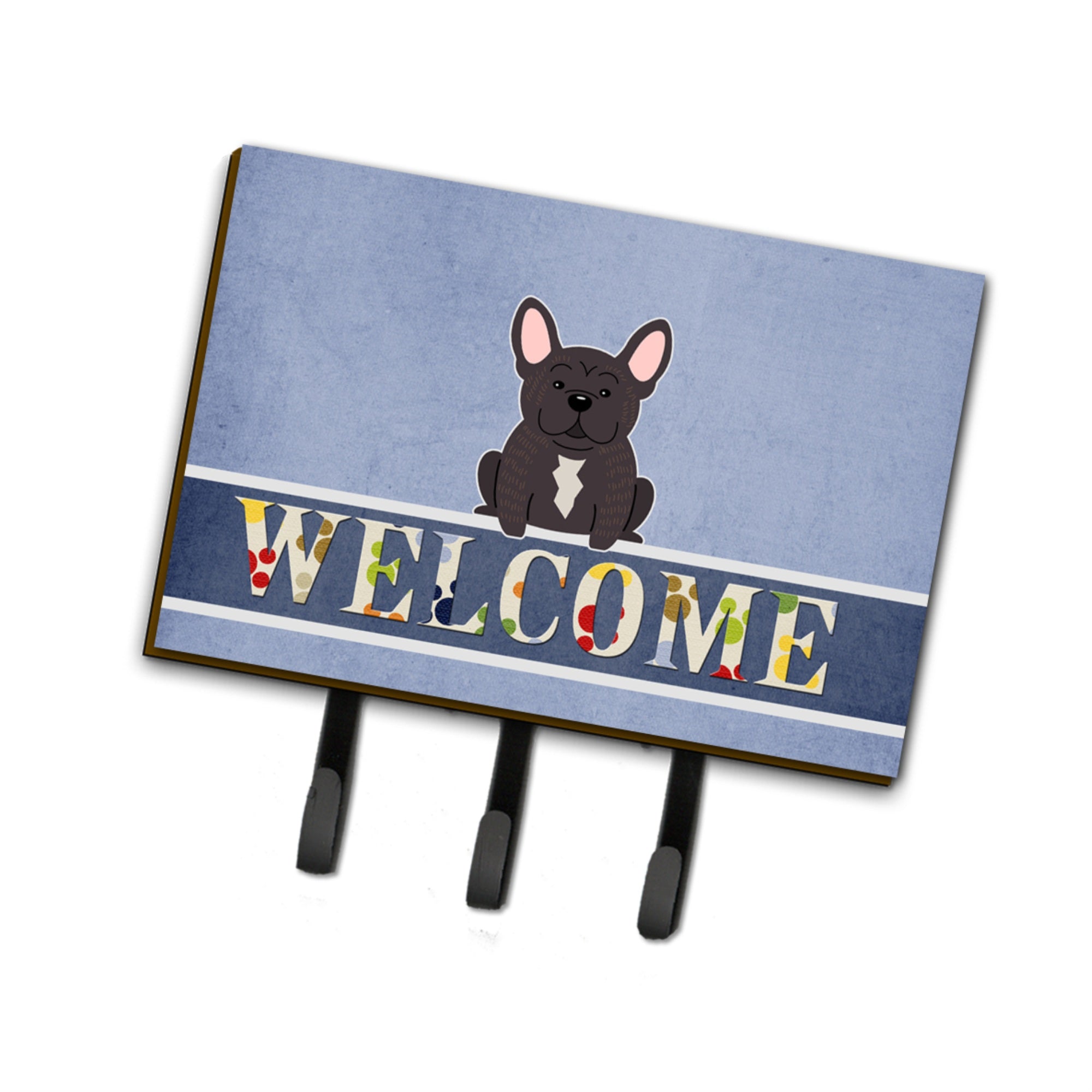 Caroline'S Treasures French Bulldog Brindle Welcome Wall Hook, Triple, Multicolor
