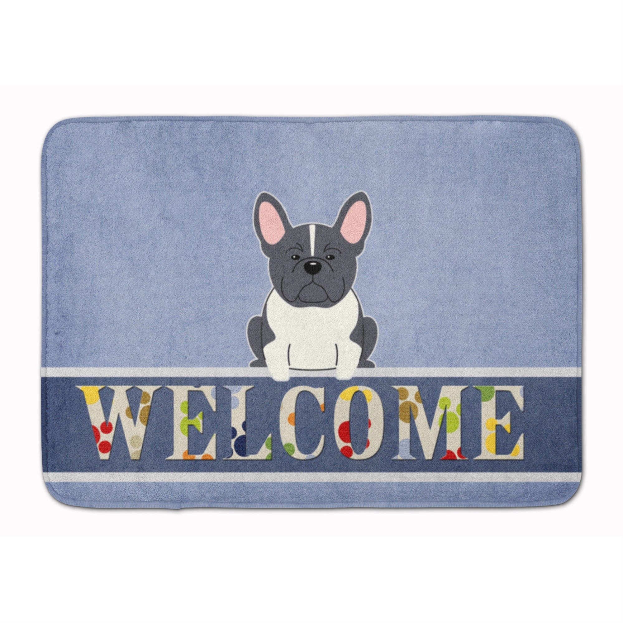 Caroline'S Treasures French Bulldog Black White Welcome Floor Mat, 19 X 27, Multicolor