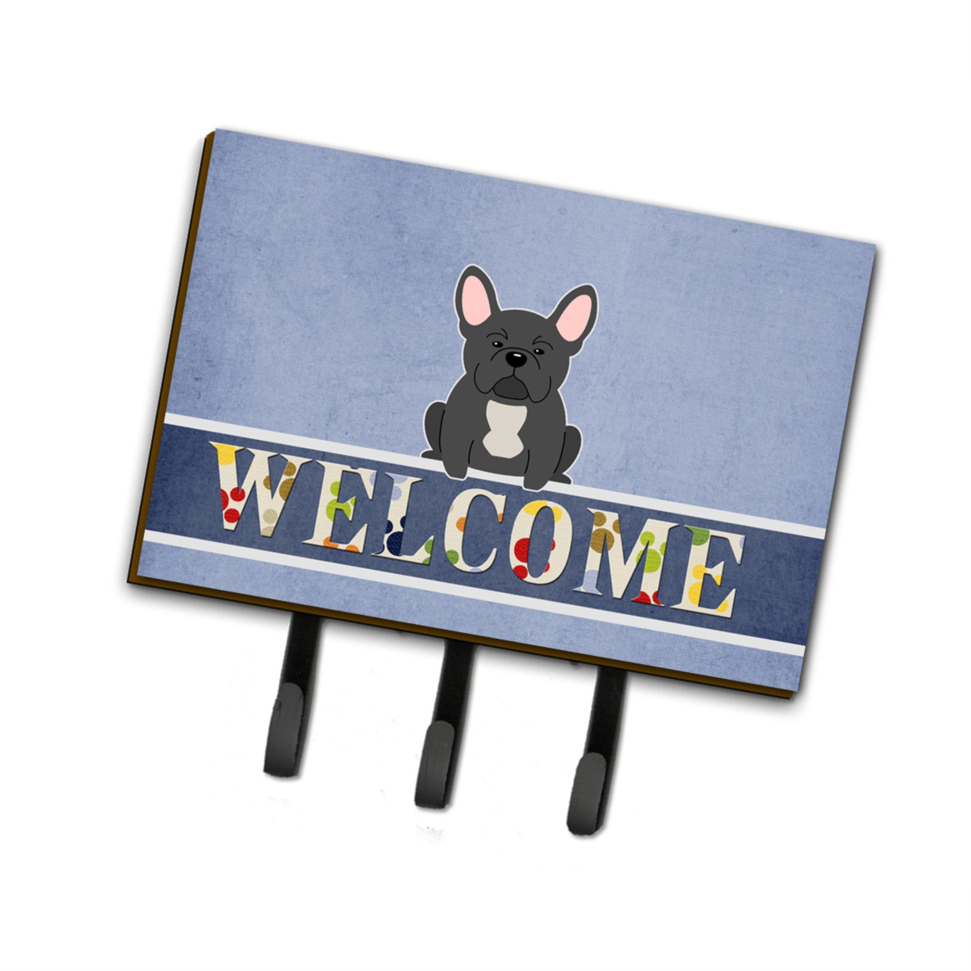 Caroline'S Treasures French Bulldog Black Welcome Wall Hook, Triple, Multicolor
