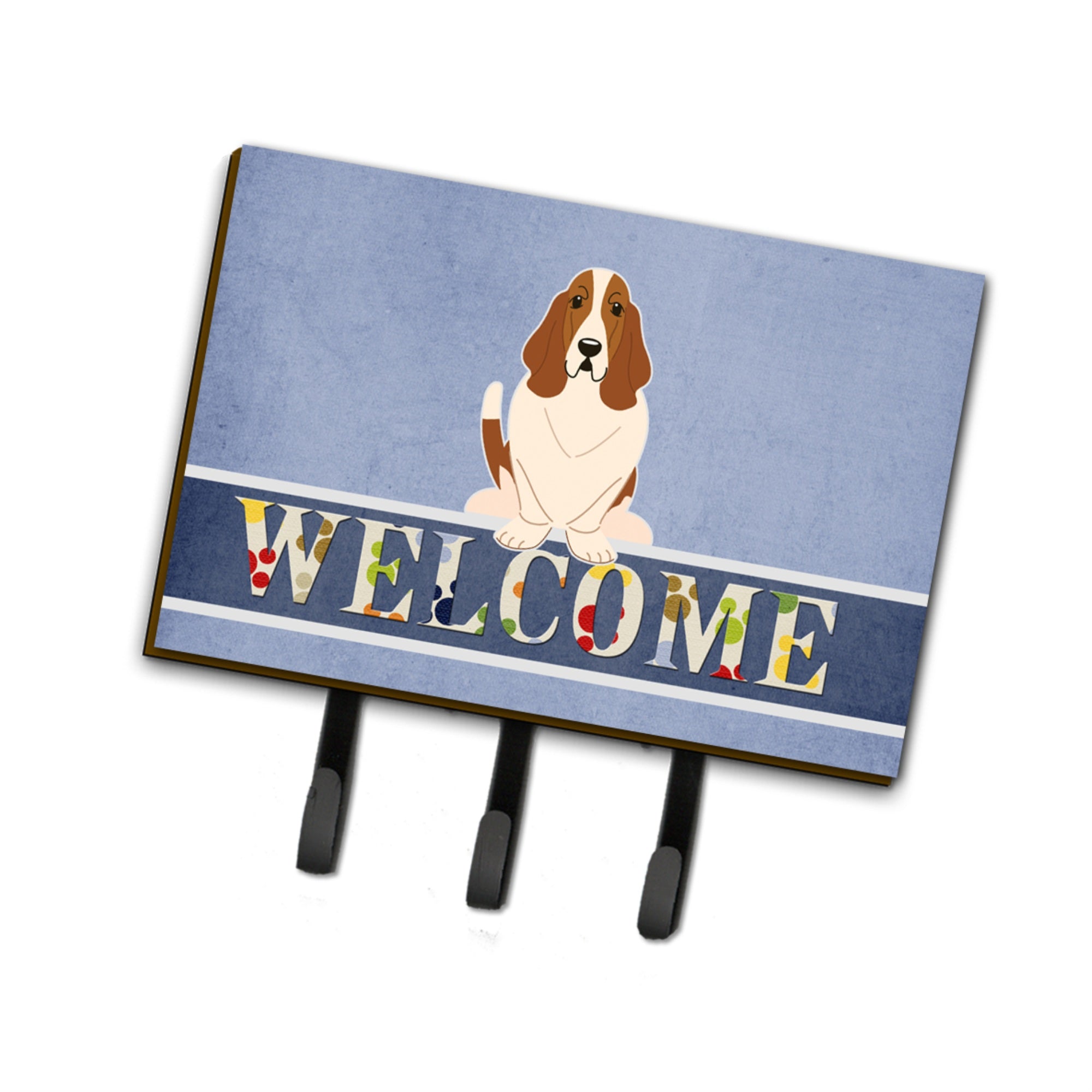 Caroline'S Treasures Basset Hound Welcome Wall Hook, Triple, Multicolor