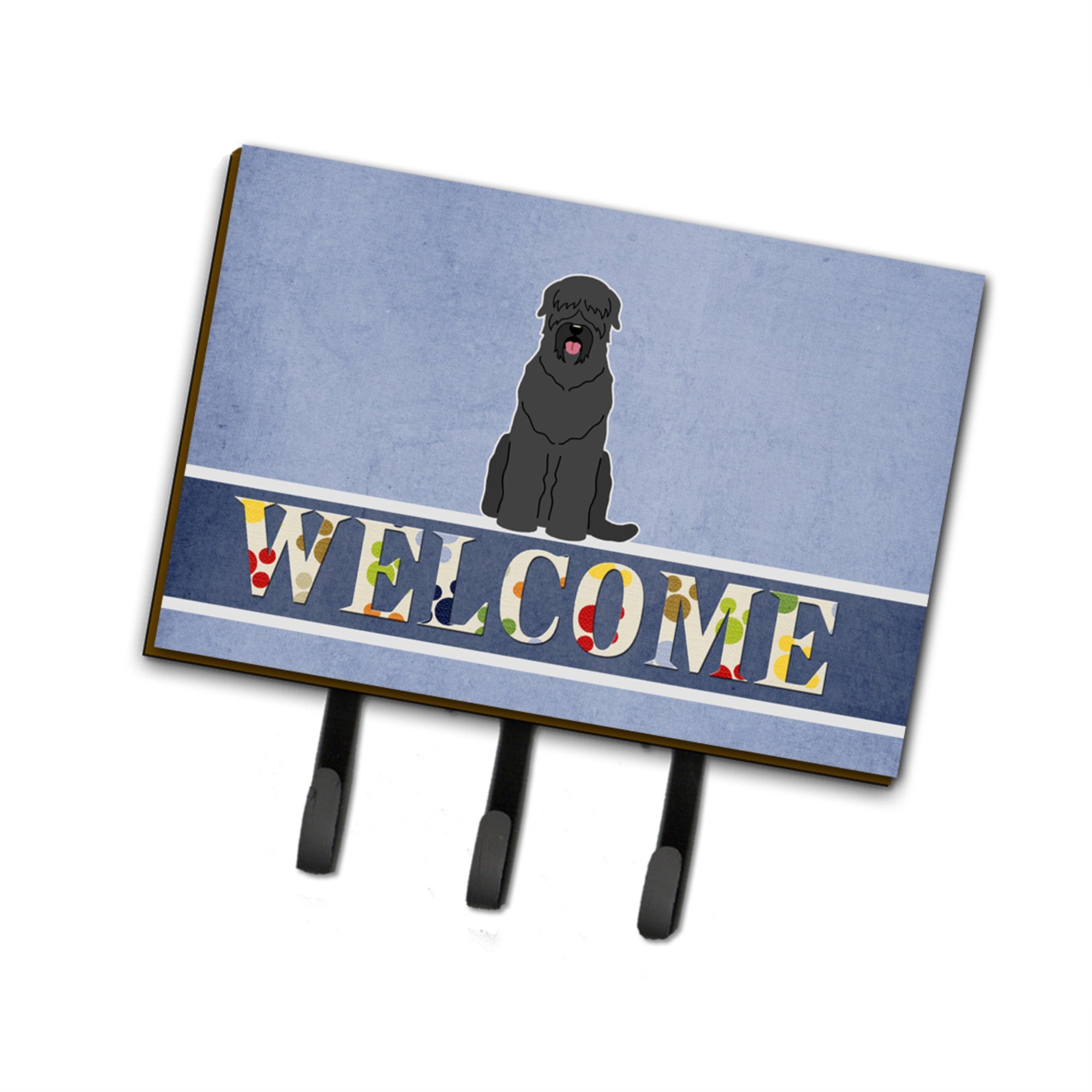 Caroline'S Treasures Black Russian Terrier Welcome Wall Hook, Triple, Multicolor