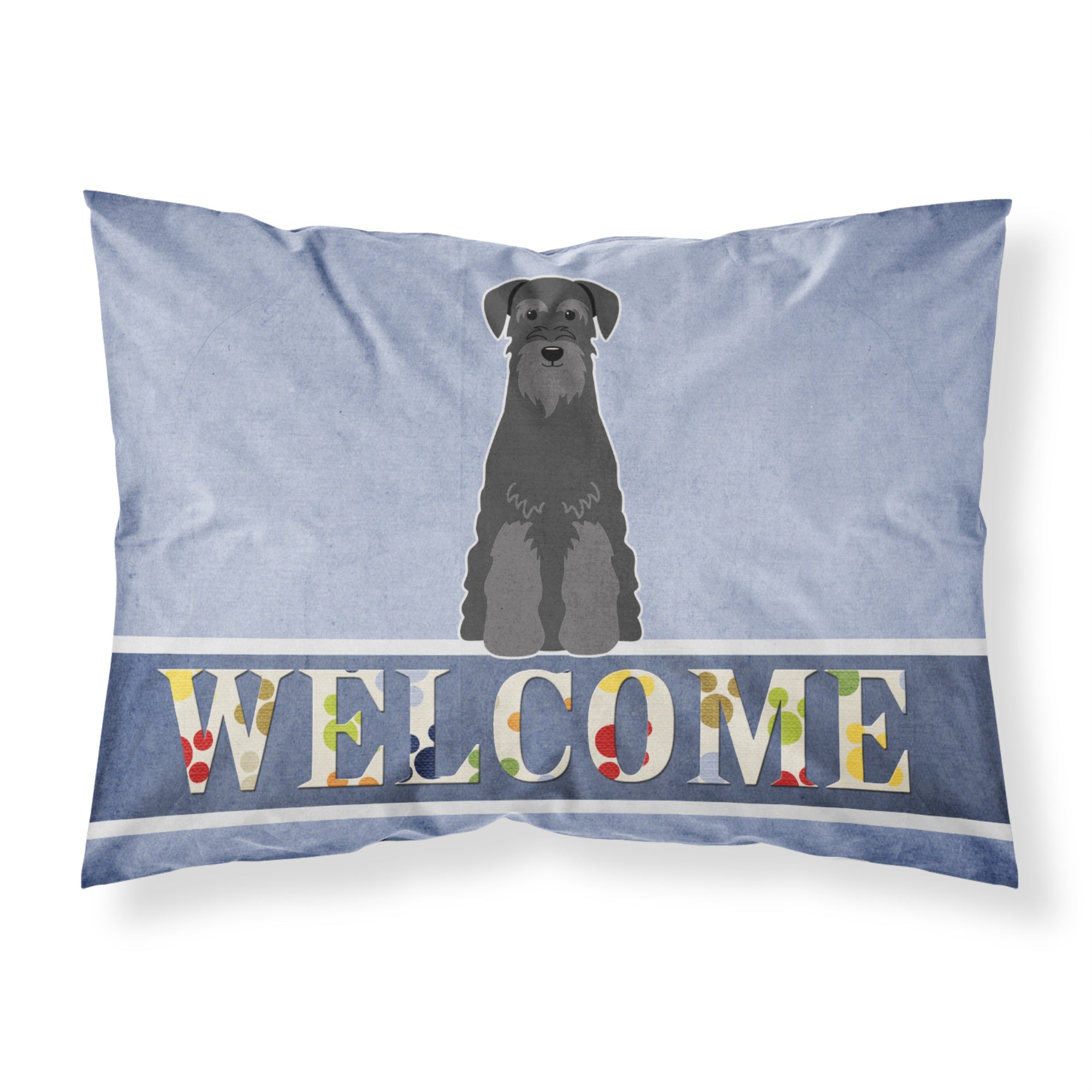 Caroline'S Treasures Standard Schnauzer Black Welcome Printed, Polyester, 250 Thread Count, Envelope Closure Pillowcase, Stand