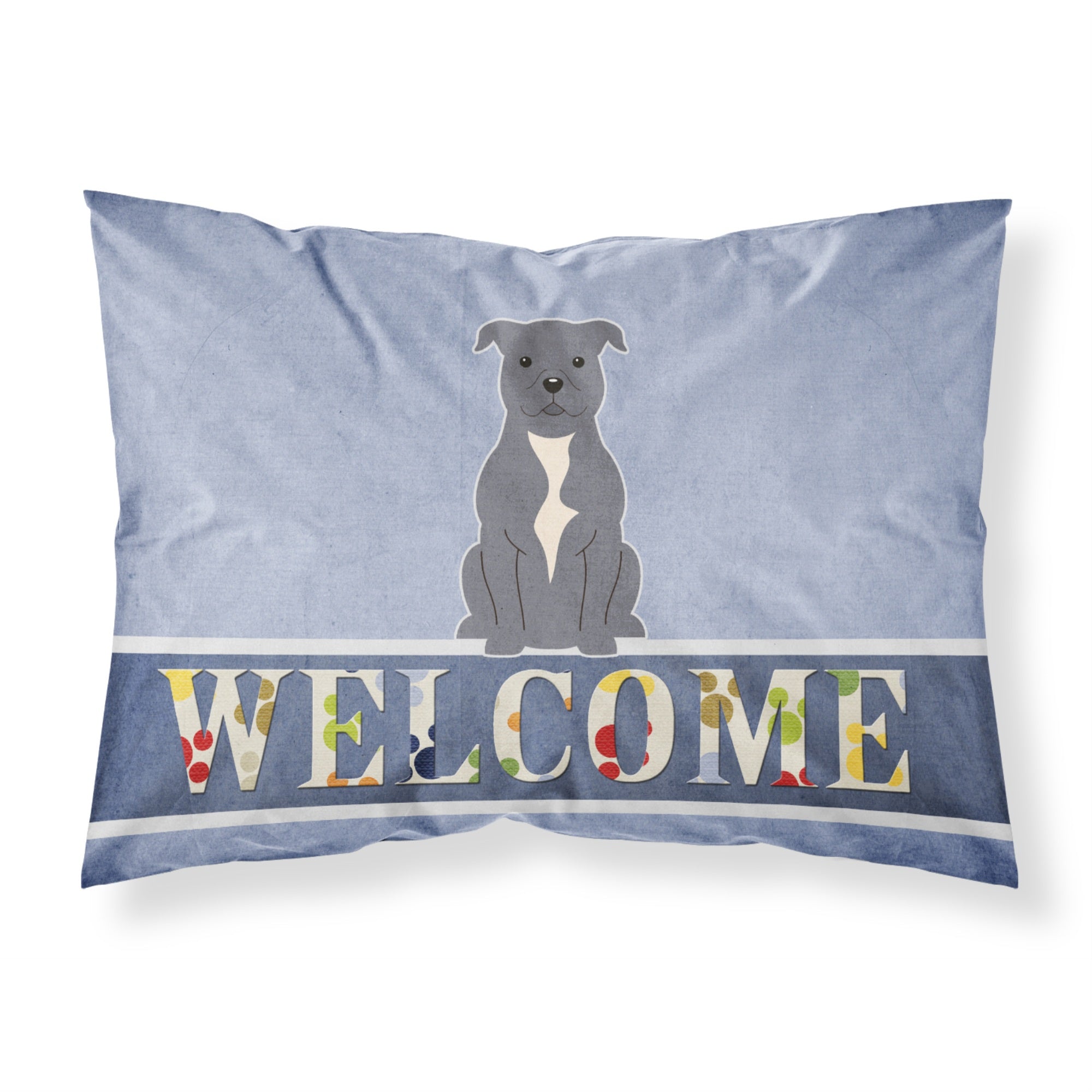 Caroline'S Treasures Staffordshire Bull Terrier Blue Pillowcase, Standard, Multicolor
