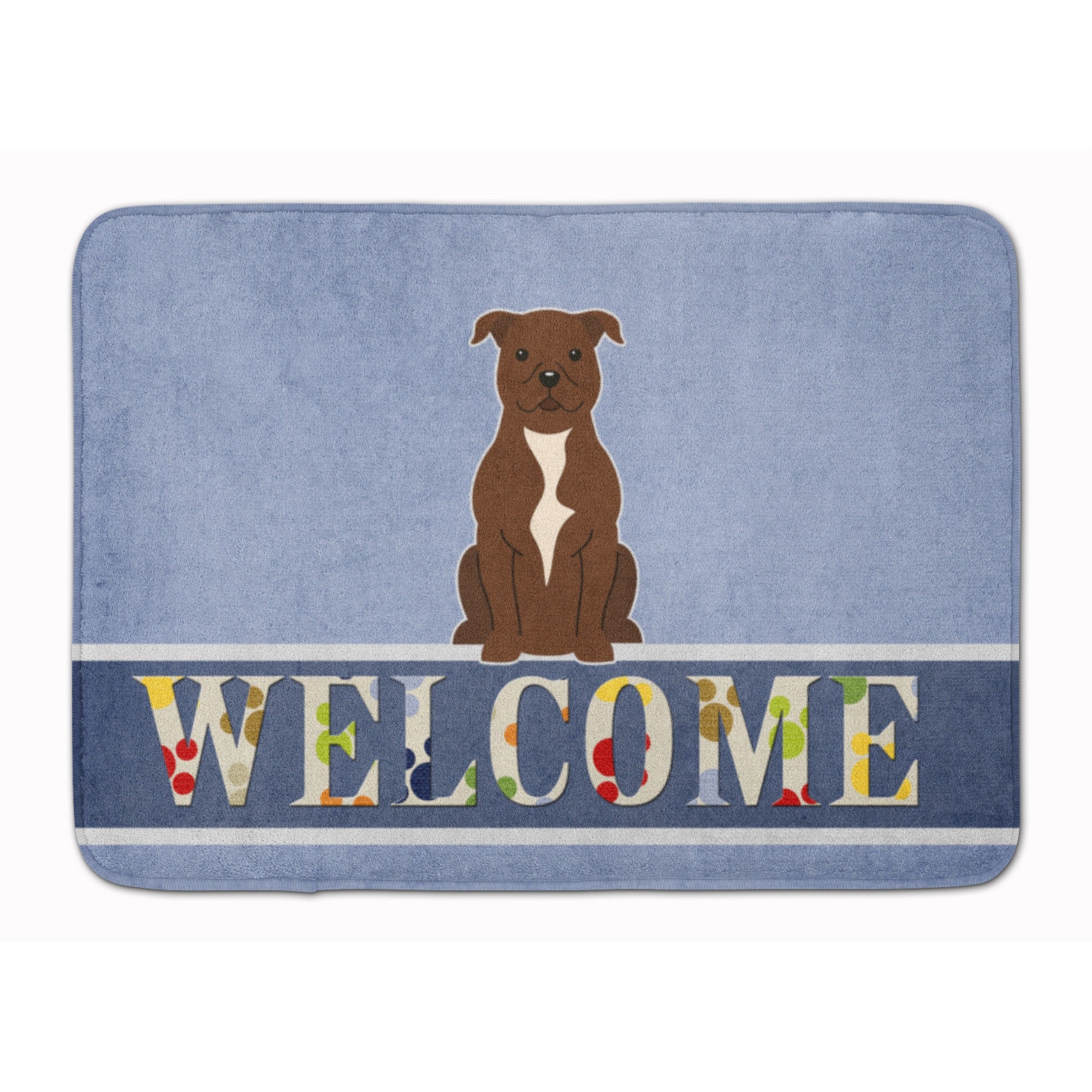 Caroline'S Treasures Staffordshire Bull Terrier Chocolate Floor Mat, 19 X 27, Multicolor
