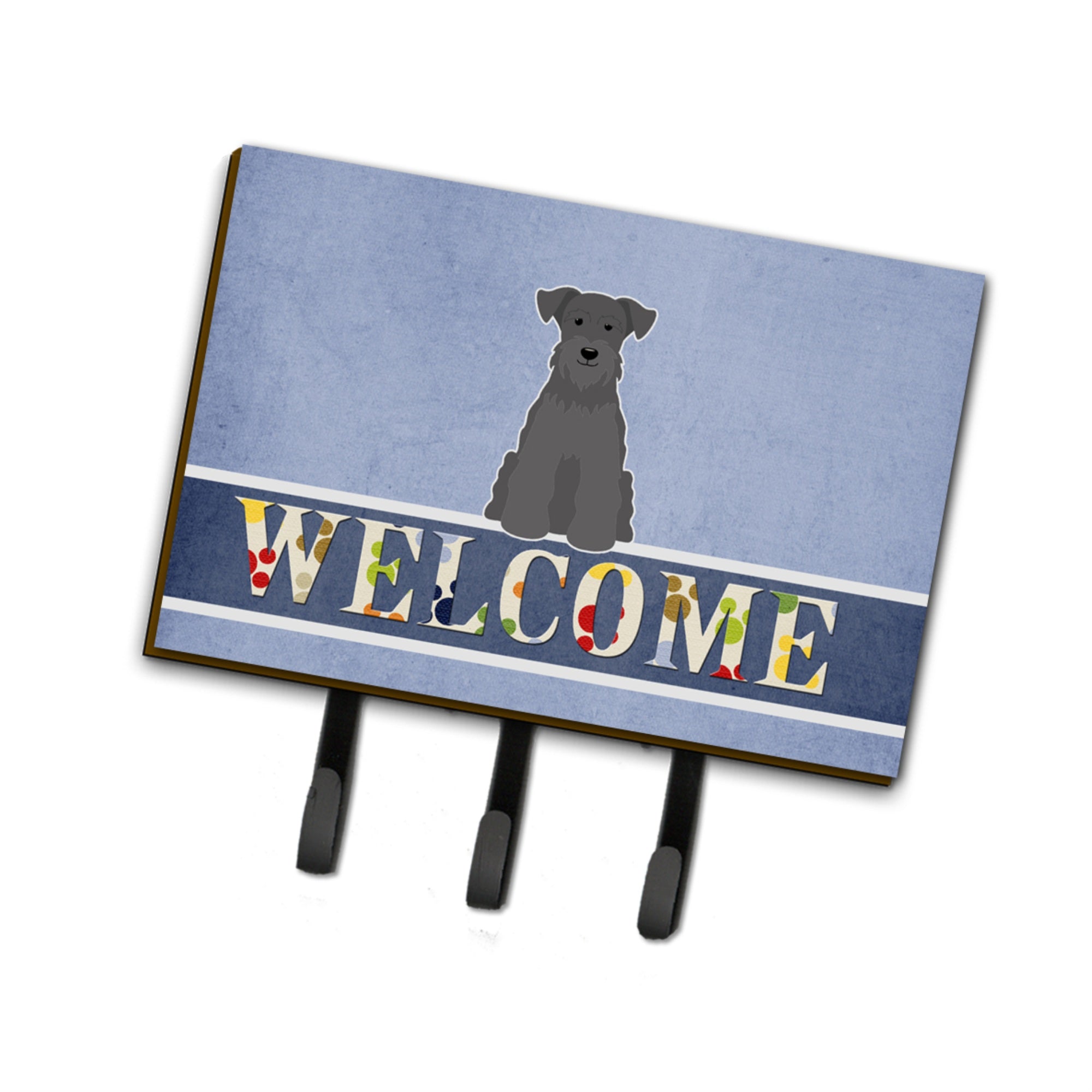 Caroline'S Treasures Miniature Schanuzer Black Welcome Wall Hook, Triple, Multicolor