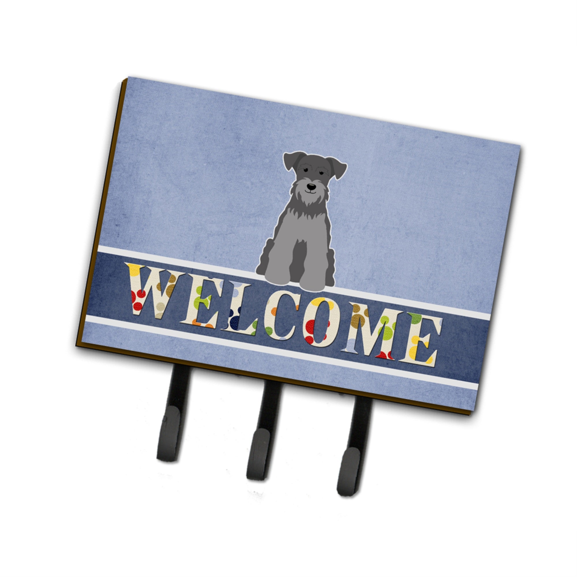 Caroline'S Treasures Miniature Schanuzer Black Silver Wall Hook, Triple, Multicolor