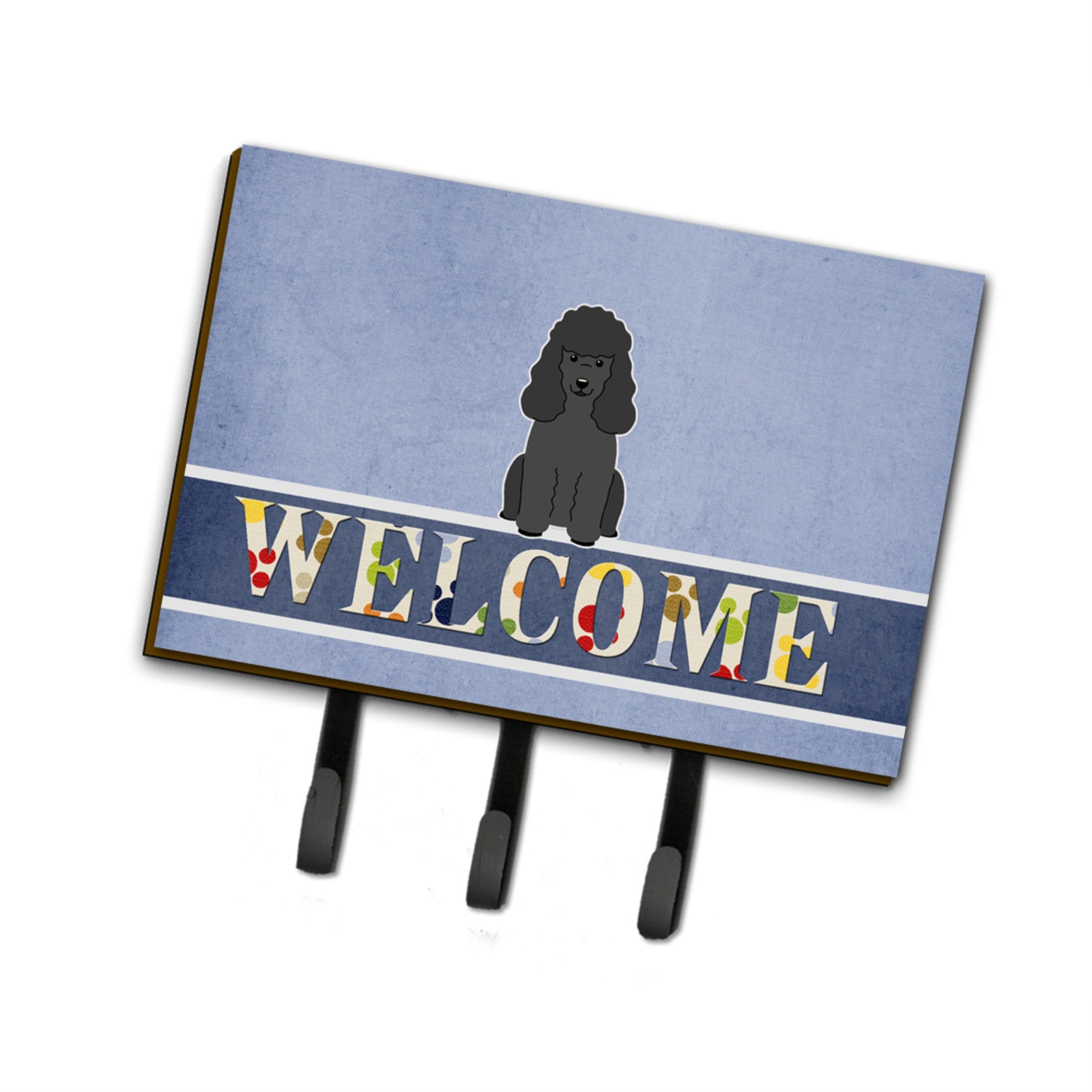 Caroline'S Treasures Poodle Black Welcome Wall Hook, Triple, Multicolor