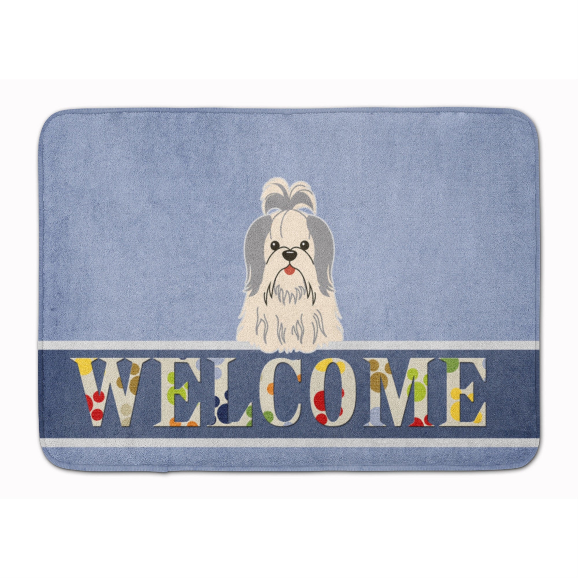 Caroline'S Treasures Shih Tzu Silver White Welcome Floor Mat, 19 X 27, Multicolor
