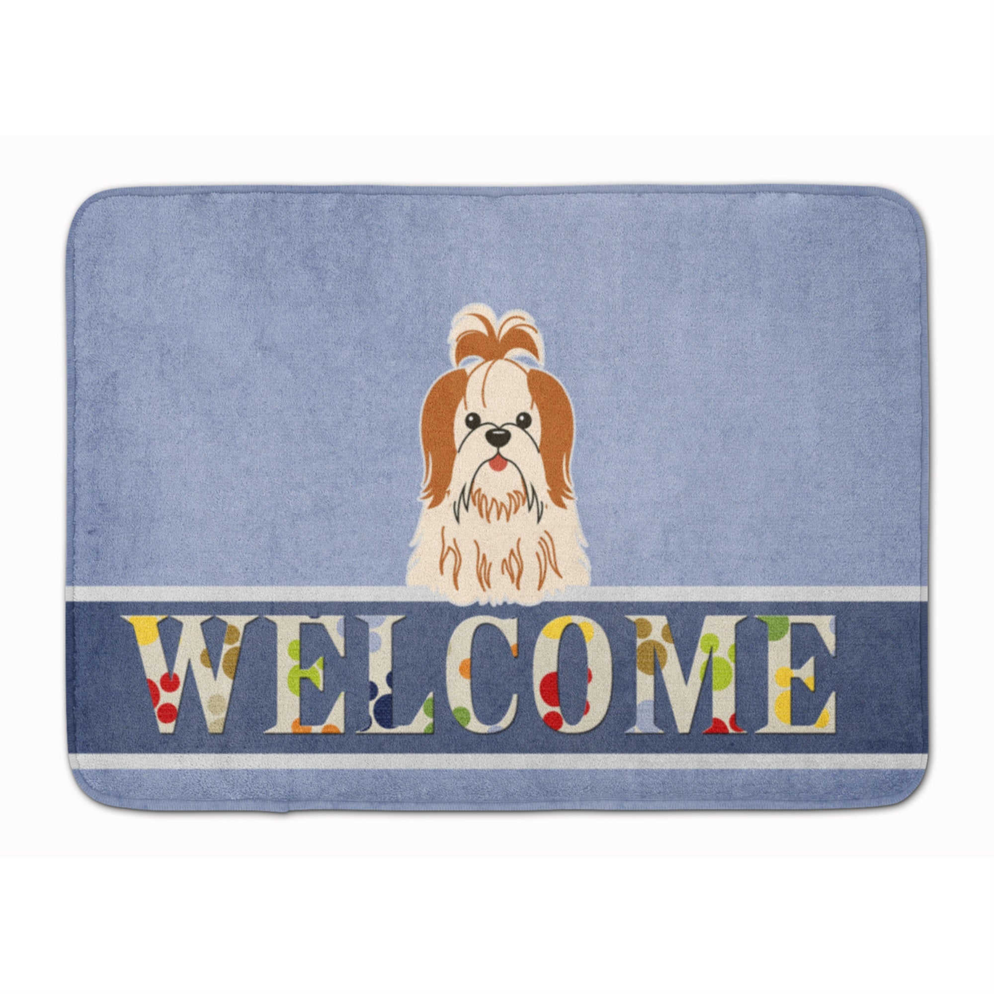 Caroline'S Treasures Shih Tzu Red White Welcome Floor Mat, 19 X 27, Multicolor