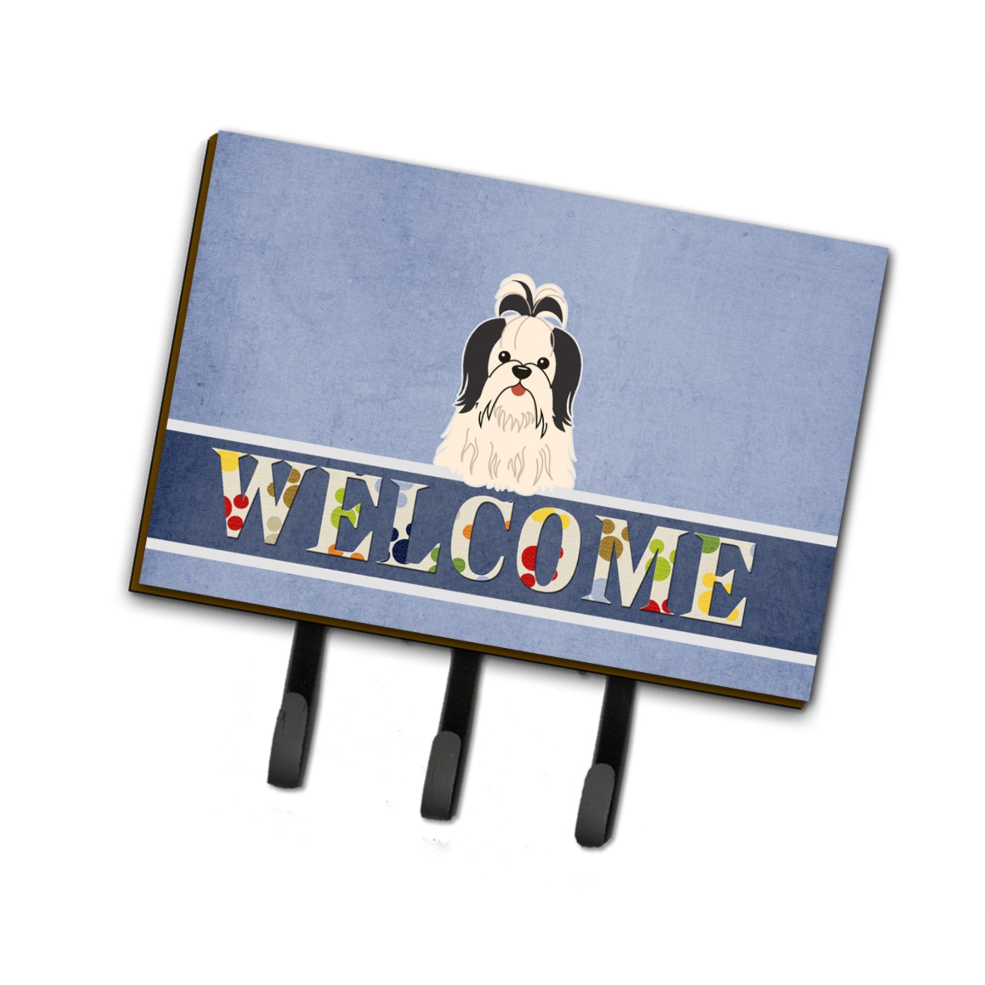 Caroline'S Treasures Shih Tzu Black White Welcome Wall Hook, Triple, Multicolor