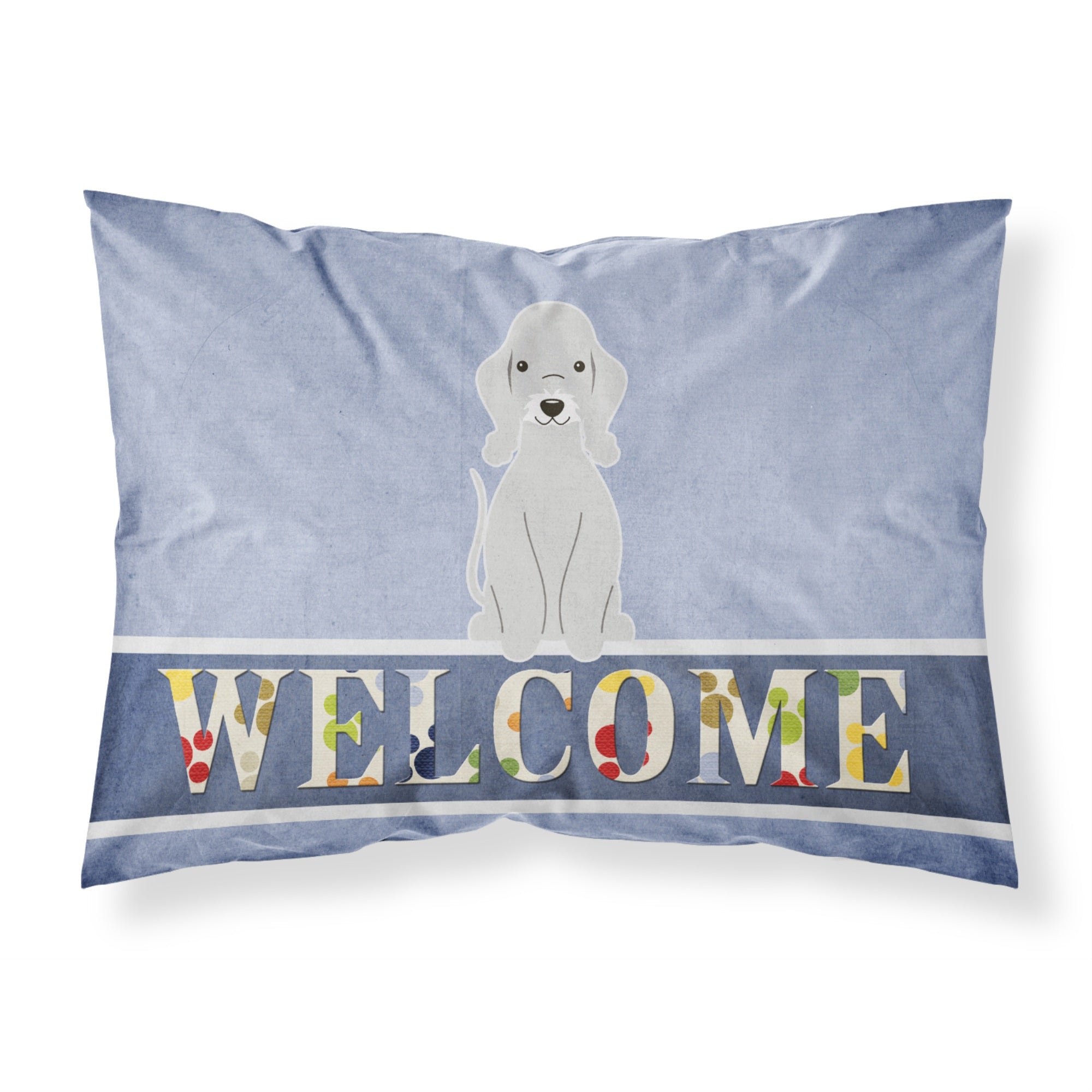 Caroline'S Treasures Bedlington Terrier Blue Welcome Pillowcase, Standard, Multicolor