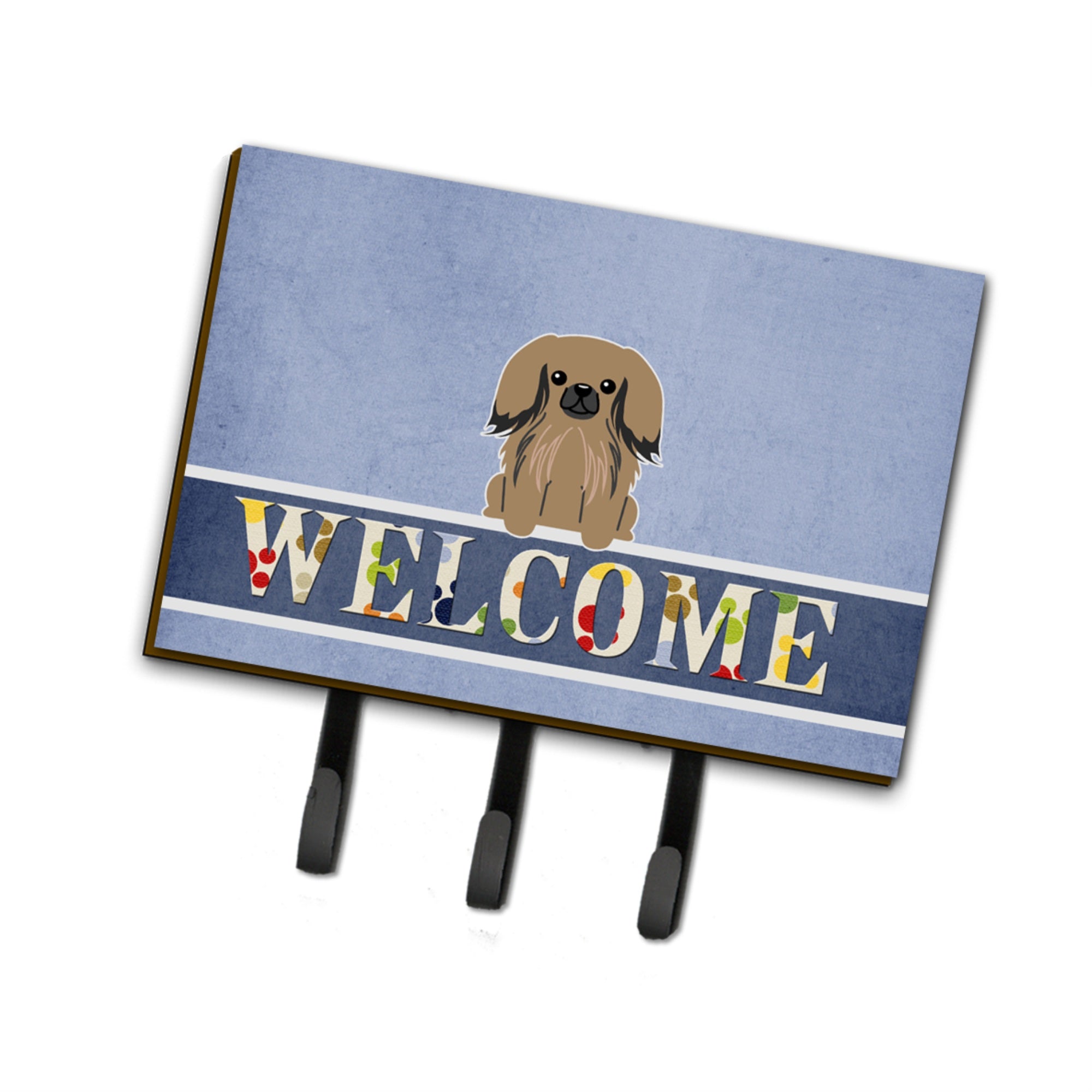 Caroline'S Treasures Pekingnese Tan Welcome Wall Hook, Triple, Multicolor