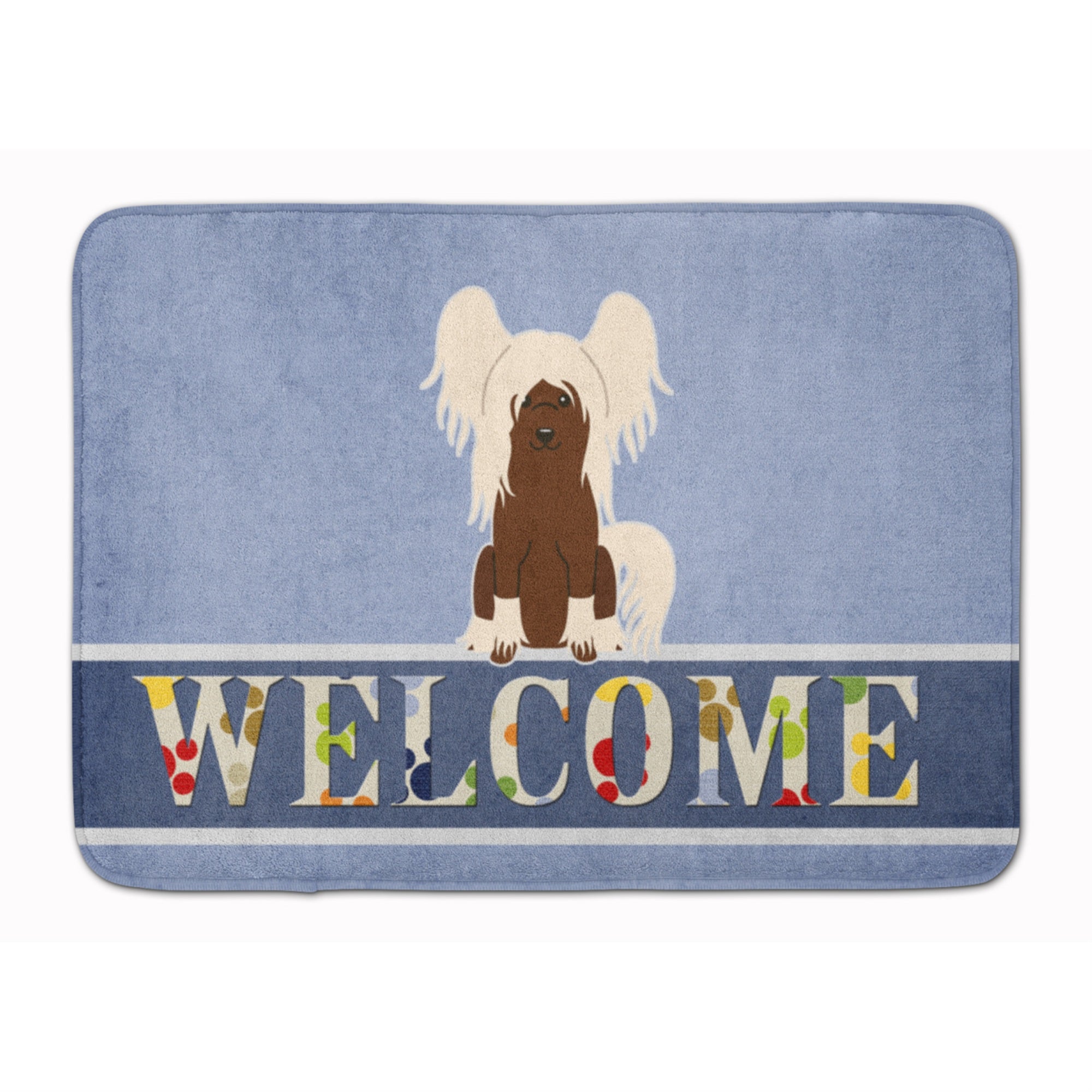 Caroline'S Treasures Chinese Crested Cream Welcome Floor Mat, 19 X 27, Multicolor