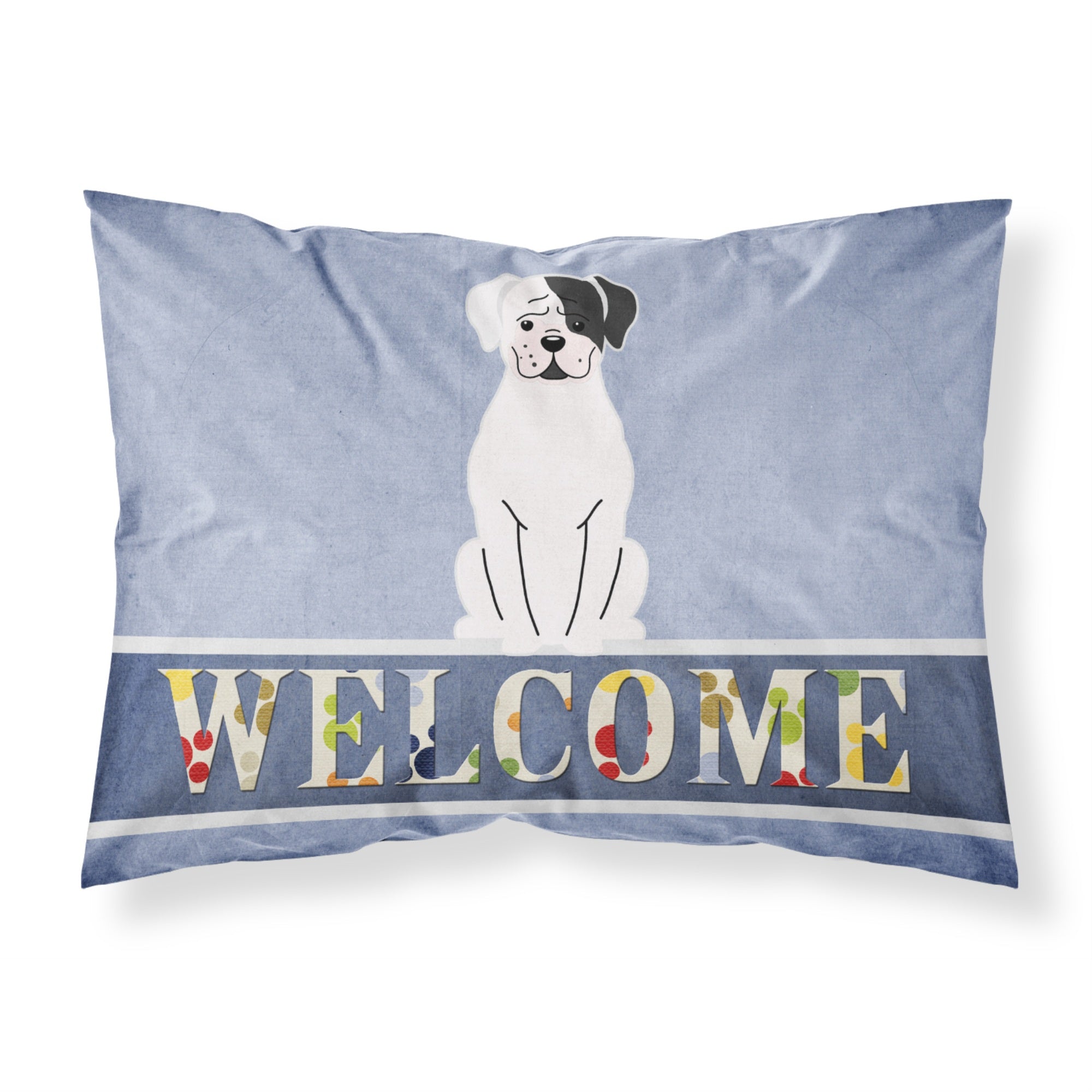 Caroline'S Treasures White Boxer Cooper Welcome Printed, Polyester, 250 Thread Count, Envelope Closure Pillowcase, Standard, M