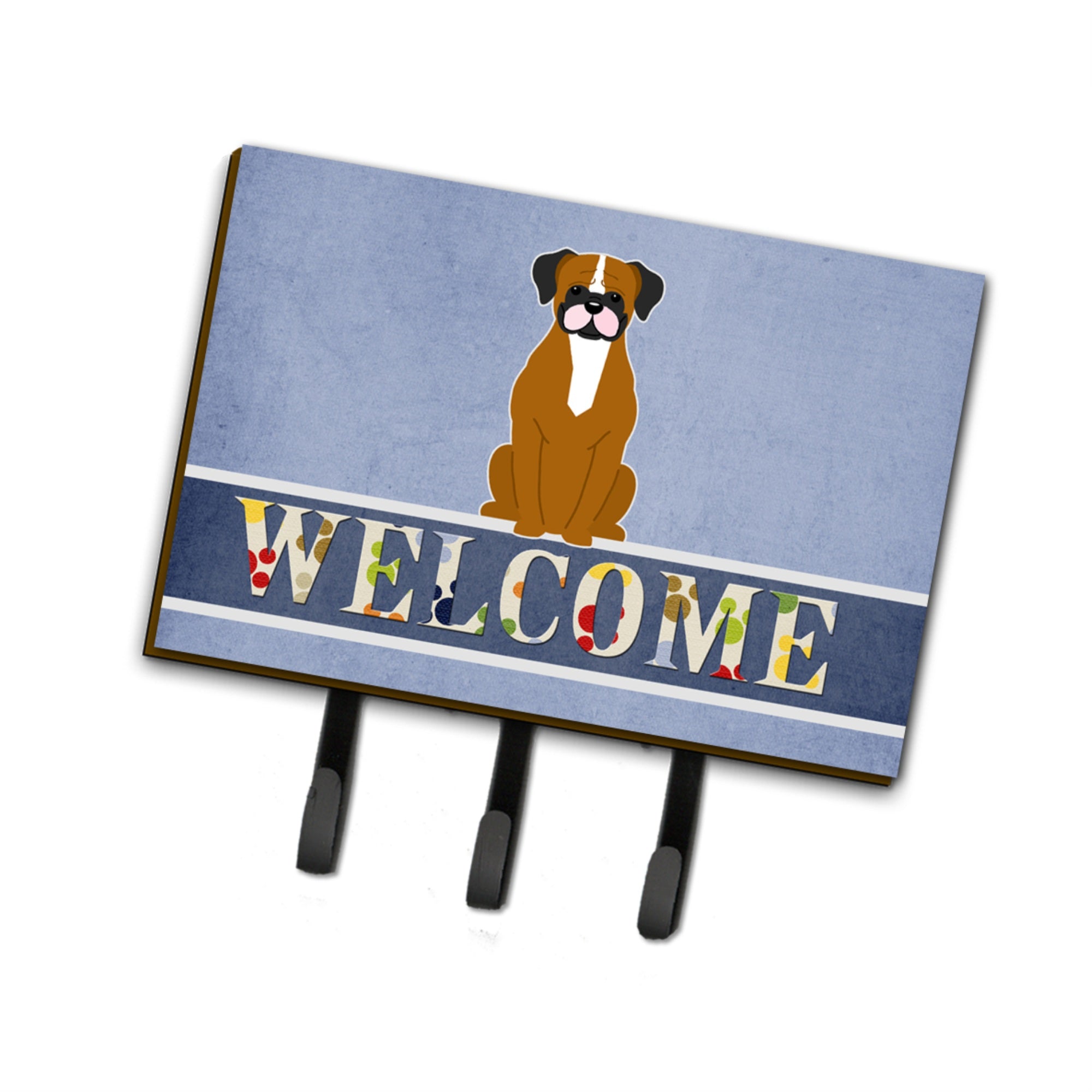 Caroline'S Treasures Flashy Fawn Boxer Welcome Wall Hook, Triple, Multicolor