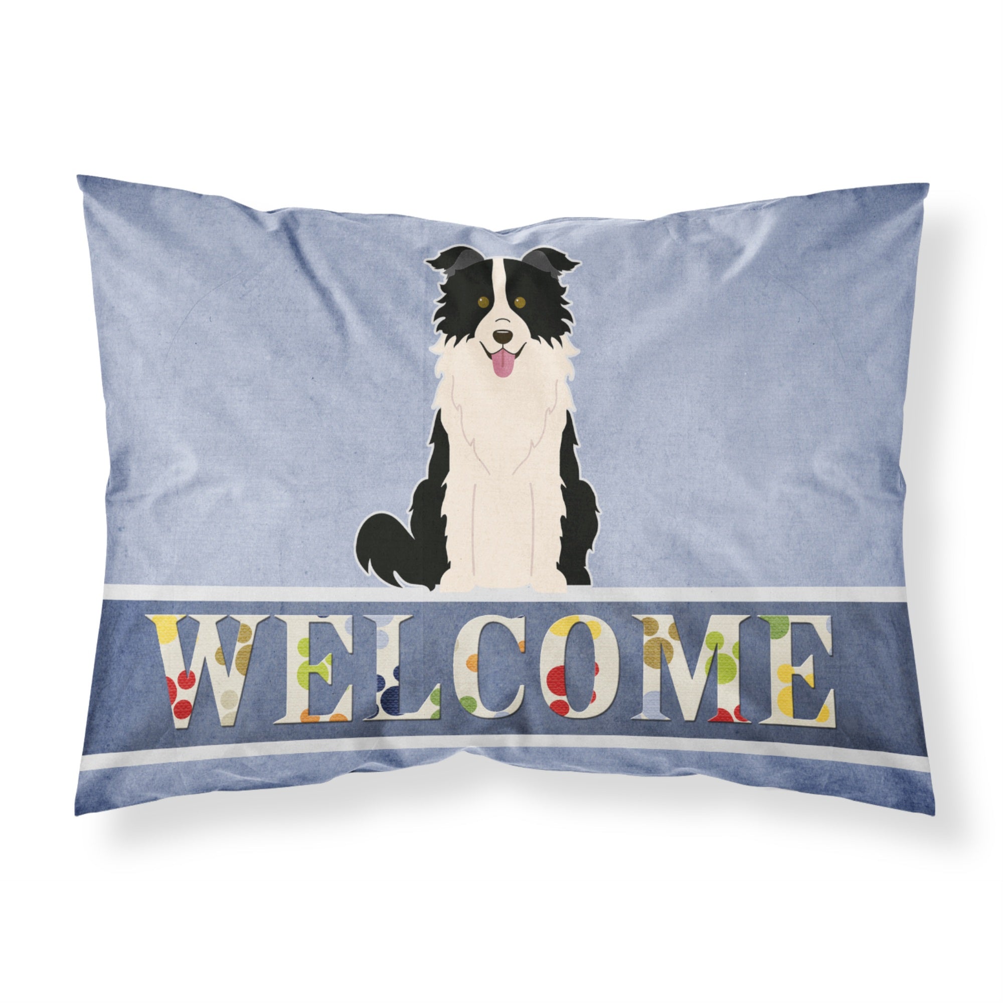 Caroline'S Treasures Border Collie Black White Welcome Pillowcase, Standard, Multicolor
