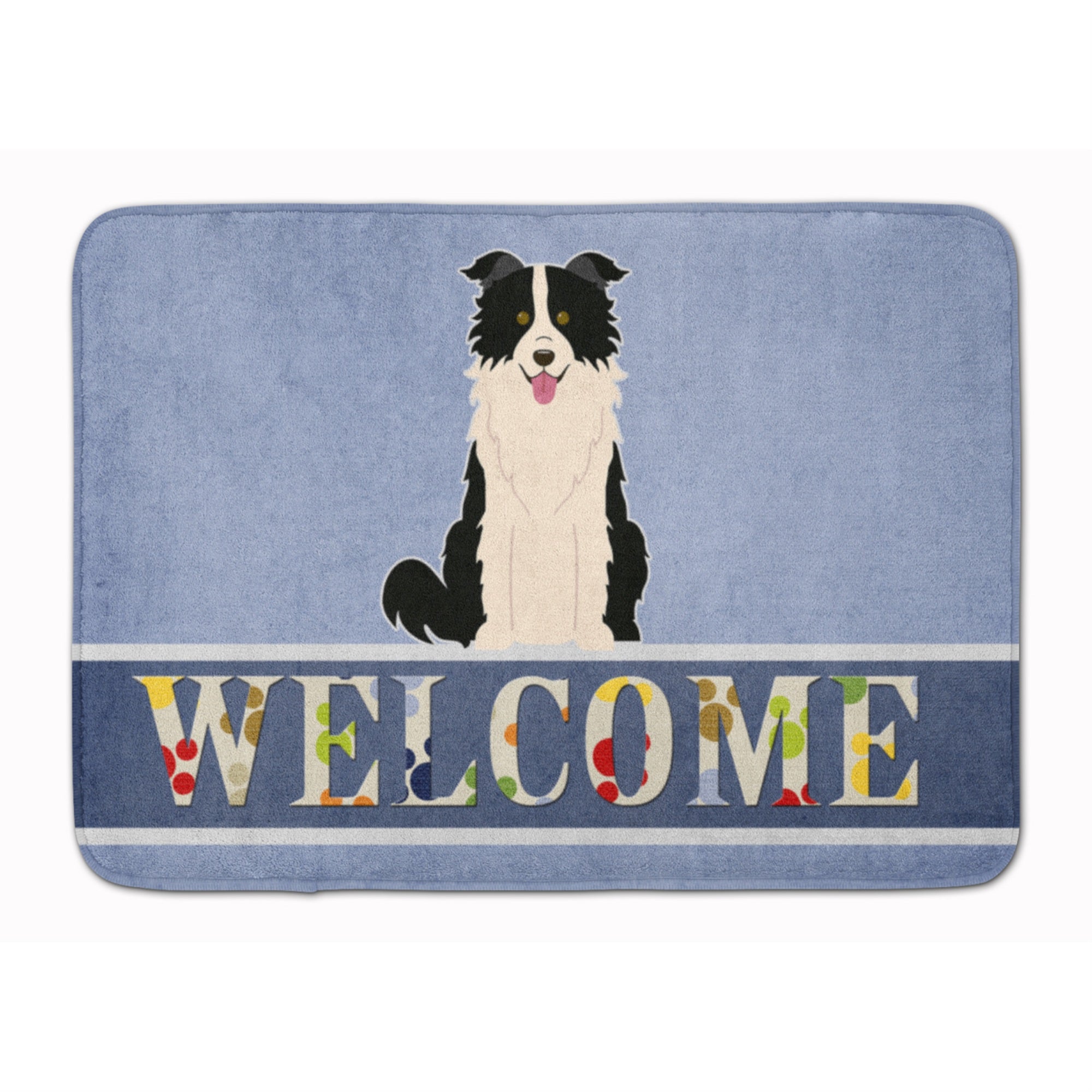 Caroline'S Treasures Border Collie Black White Welcome Floor Mat, 19 X 27, Multicolor