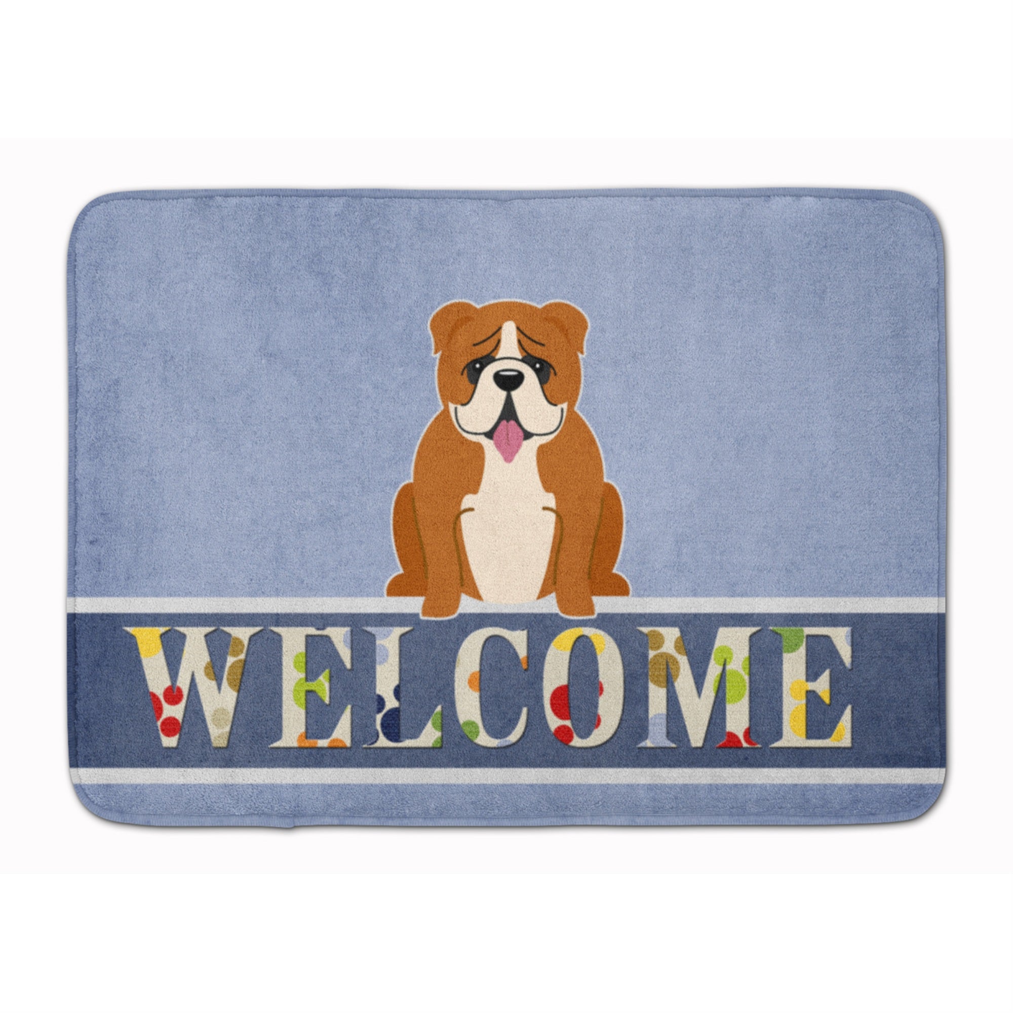 Caroline'S Treasures English Bulldog Red White Welcome Floor Mat, 19 X 27, Multicolor