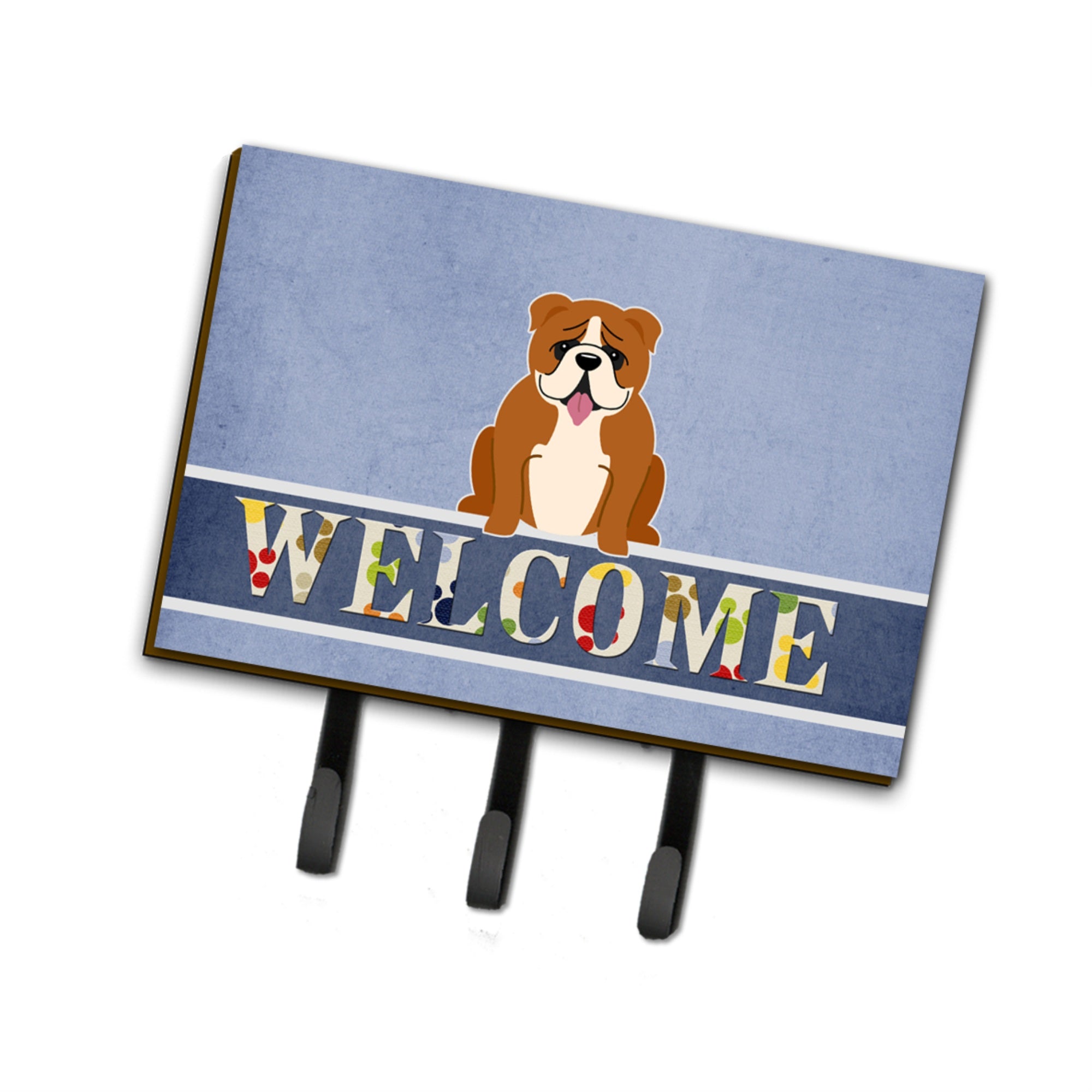 Caroline'S Treasures Welcome English Bulldog Red White Wall Hook, Triple
