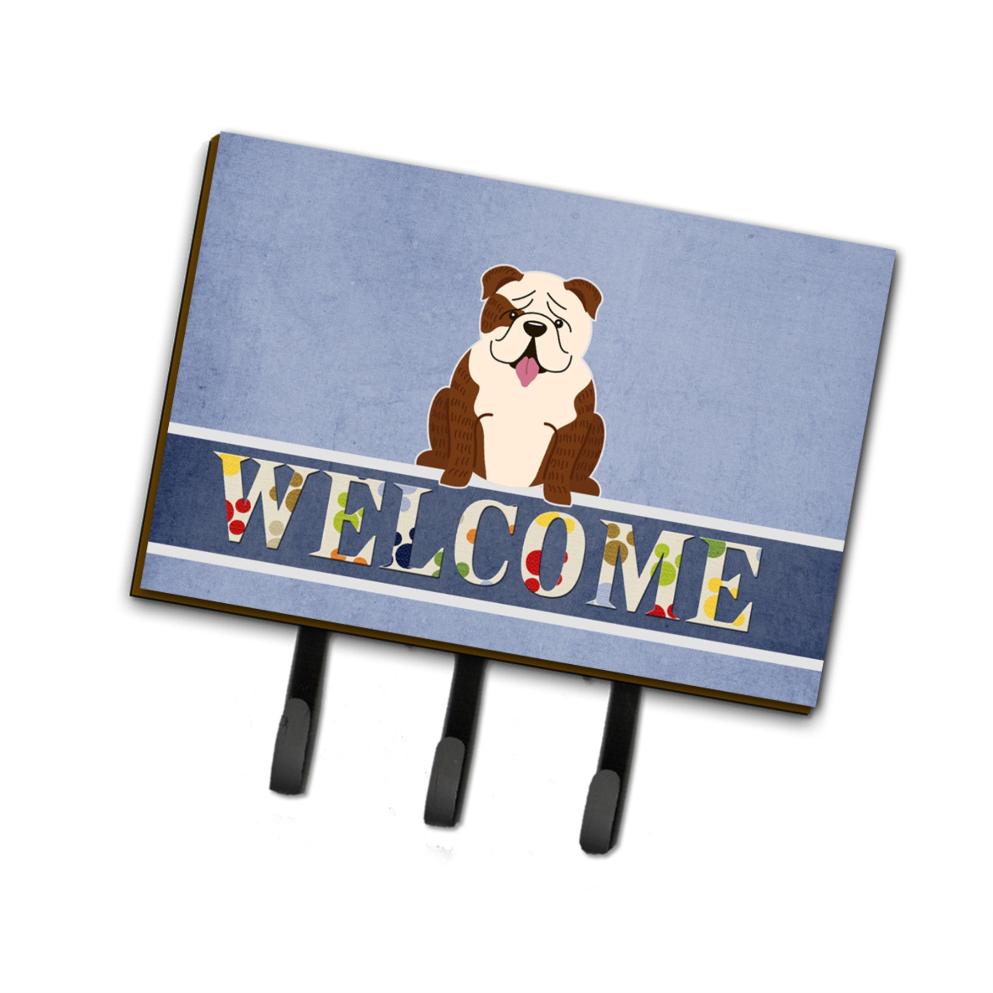 Caroline'S Treasures Welcome English Bulldog Brindle White Wall Hook, Triple