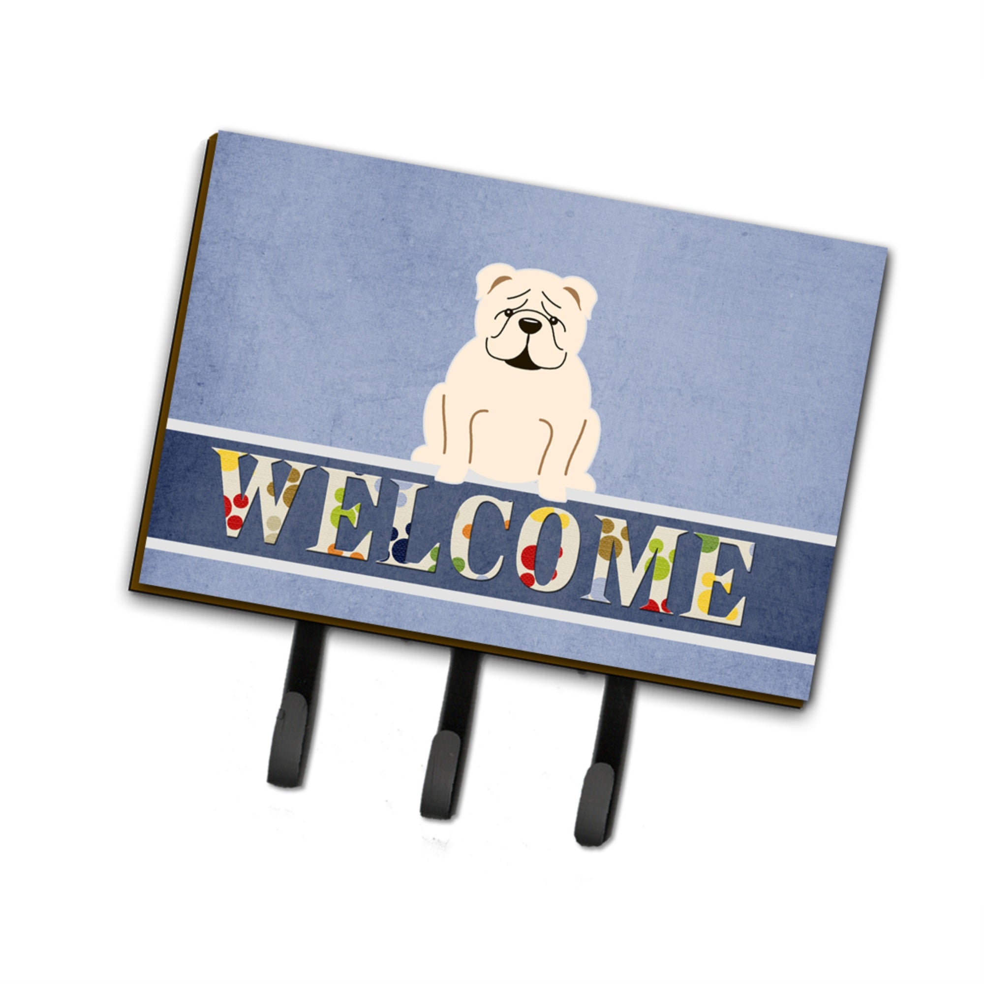 Caroline'S Treasures English Bulldog White Welcome Wall Hook, Triple, Multicolor