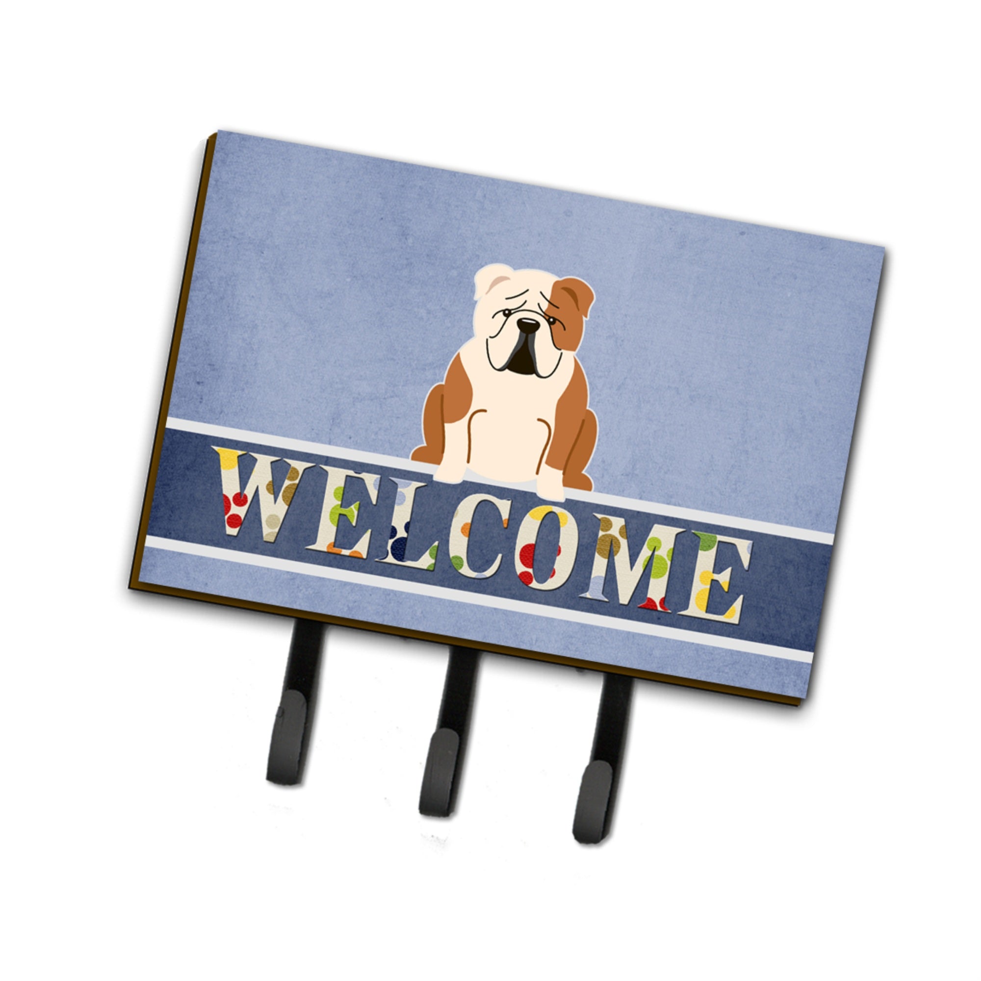 Caroline'S Treasures English Bulldog Fawn White Welcome Wall Hook, Triple, Multicolor
