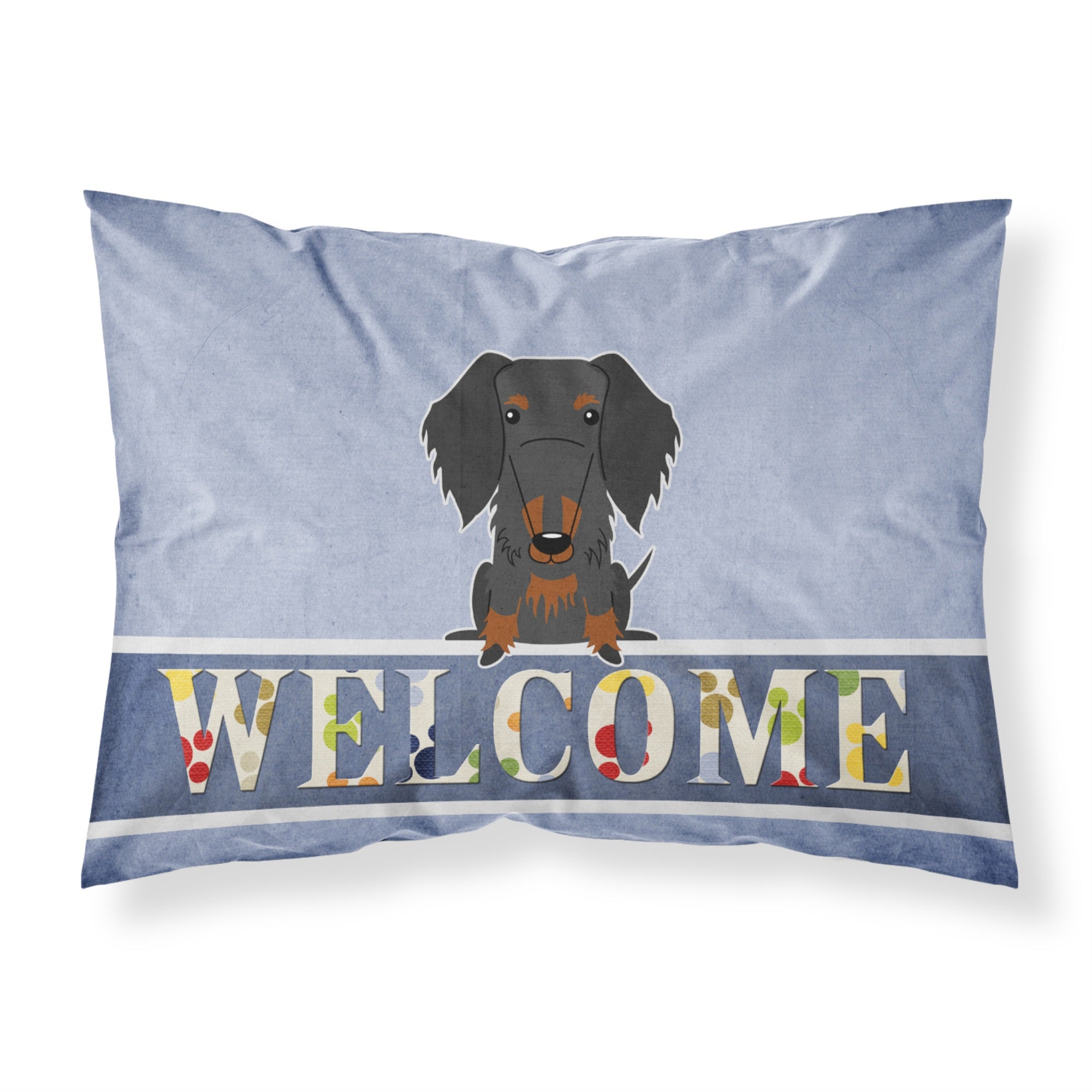 Caroline'S Treasures Wire Haired Dachshund Black Tan Pillowcase, Standard, Welcome