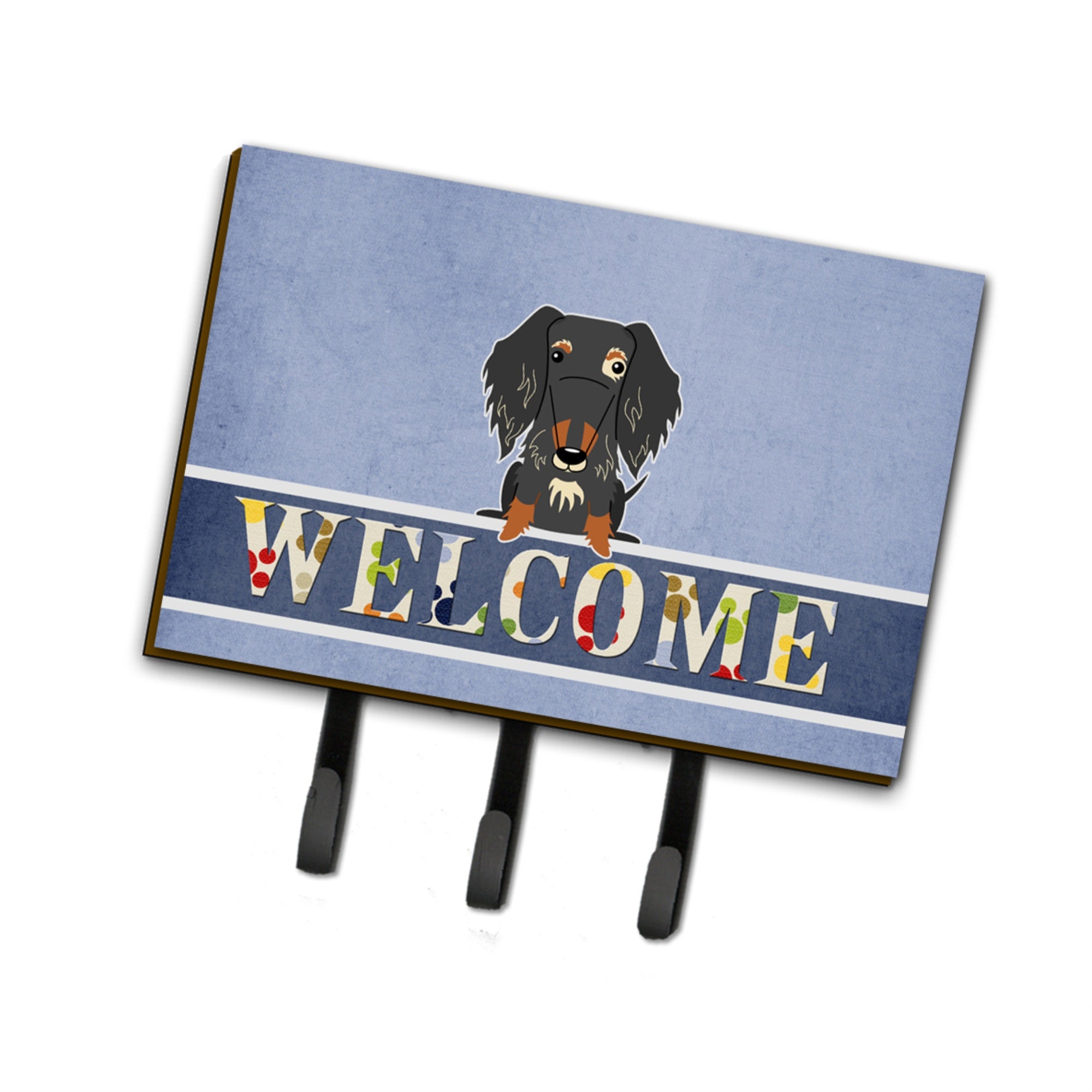 Caroline'S Treasures Wire Haired Dachshund Dapple Welcome Wall Hook, Triple, Multicolor