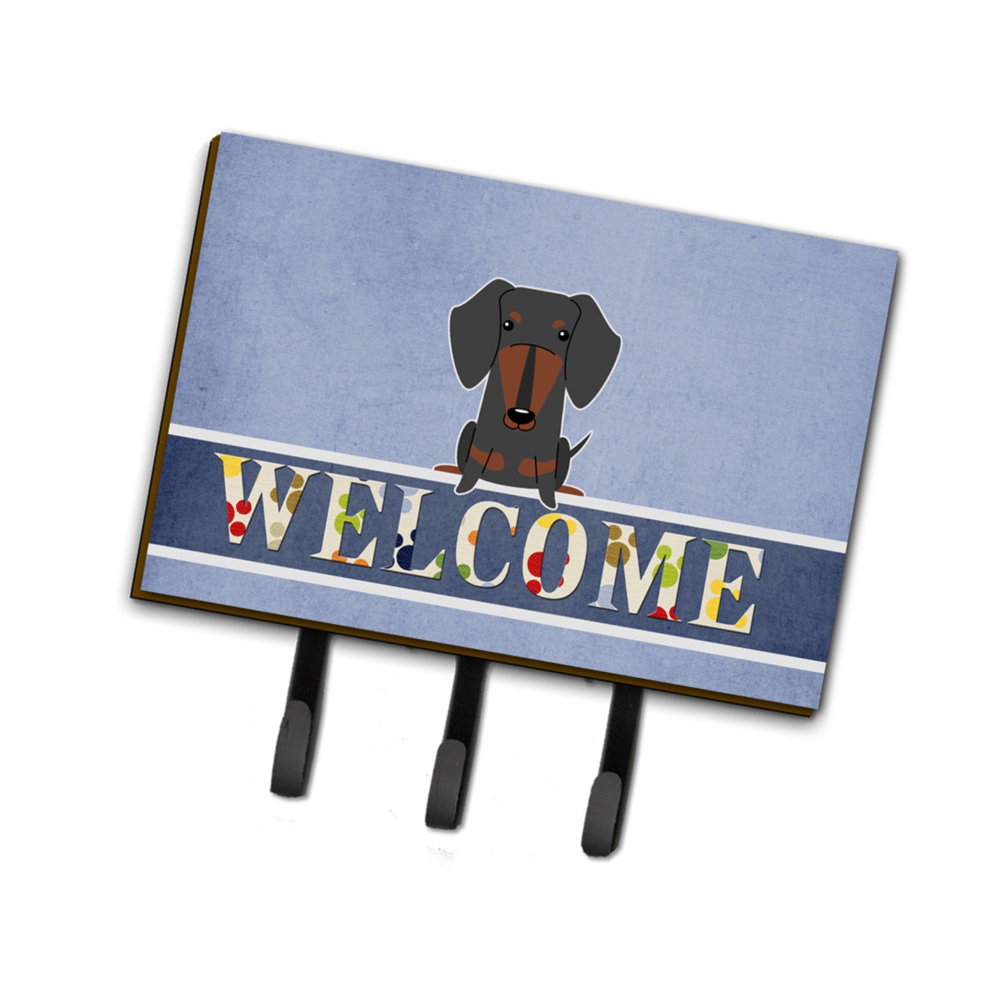 Caroline'S Treasures Dachshund Black Tan Welcome Wall Hook, Triple, Multicolor