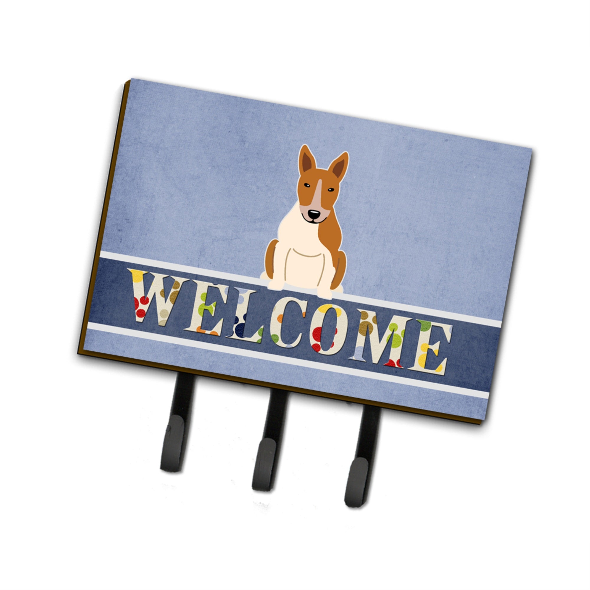 Caroline'S Treasures Bull Terrier Red White Welcome Wall Hook, Triple, Multicolor