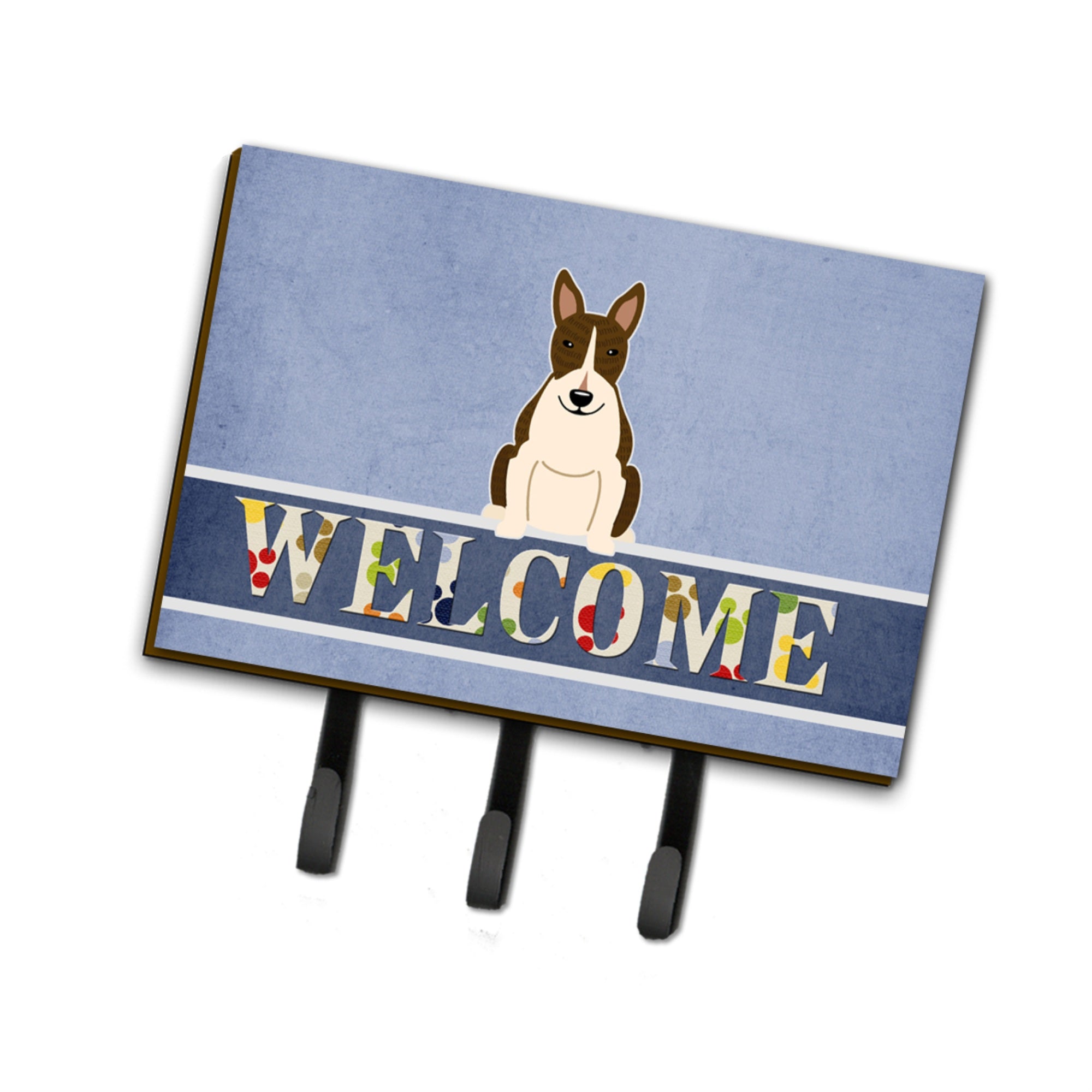 Caroline'S Treasures Bull Terrier Dark Brindle Welcome Wall Hook, Triple, Multicolor