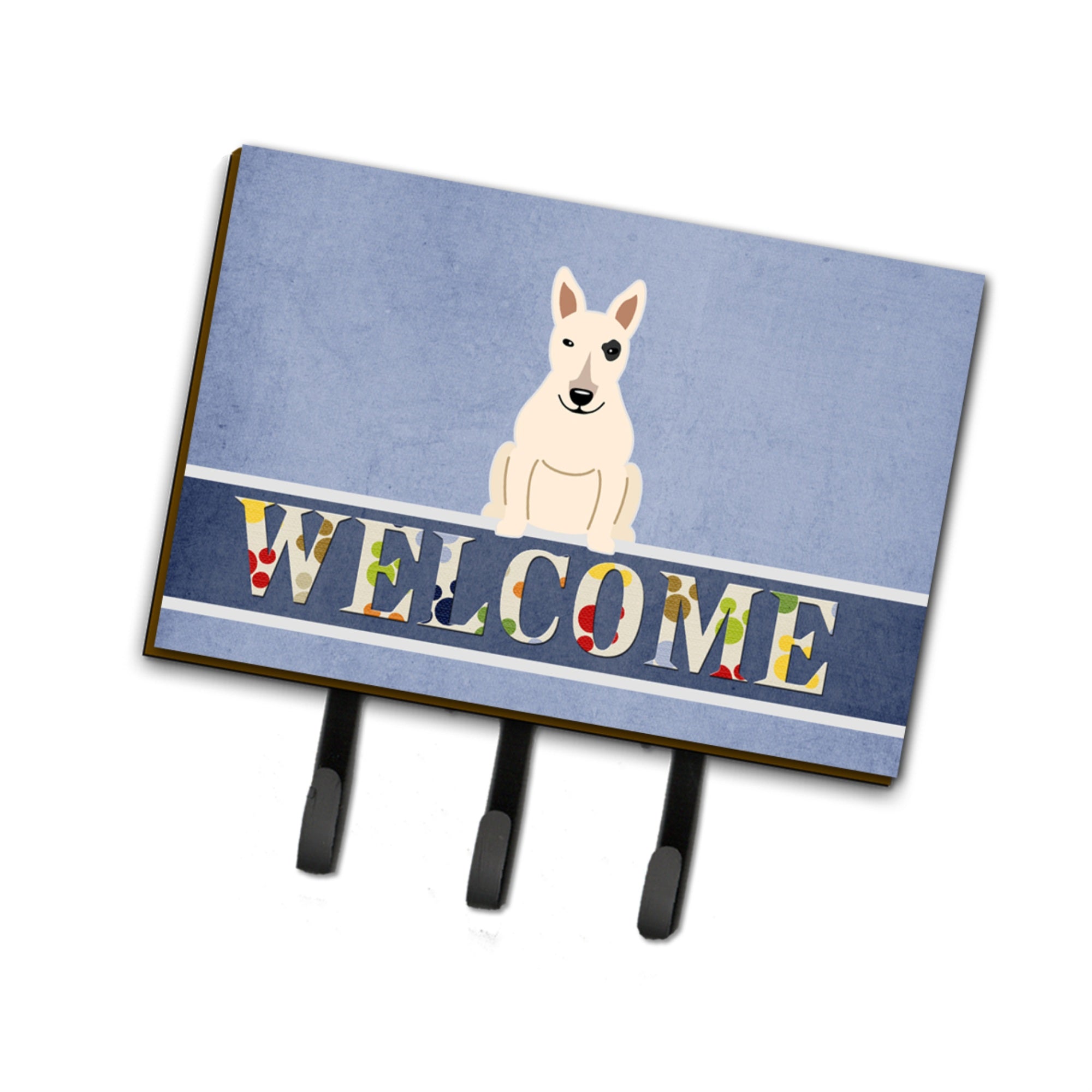 Caroline'S Treasures Bull Terrier White Welcome Wall Hook, Triple, Multicolor