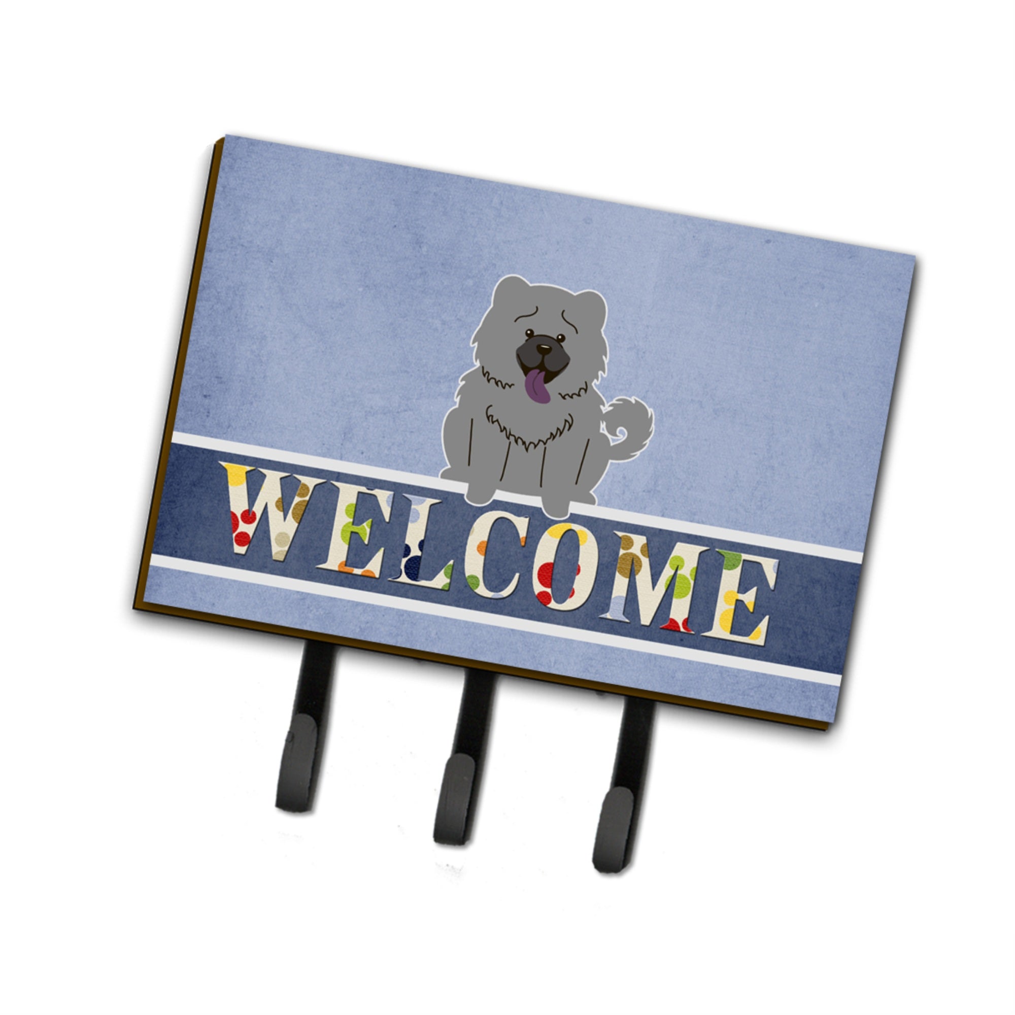 Caroline'S Treasures Chow Blue Welcome Wall Hook, Triple, Multicolor