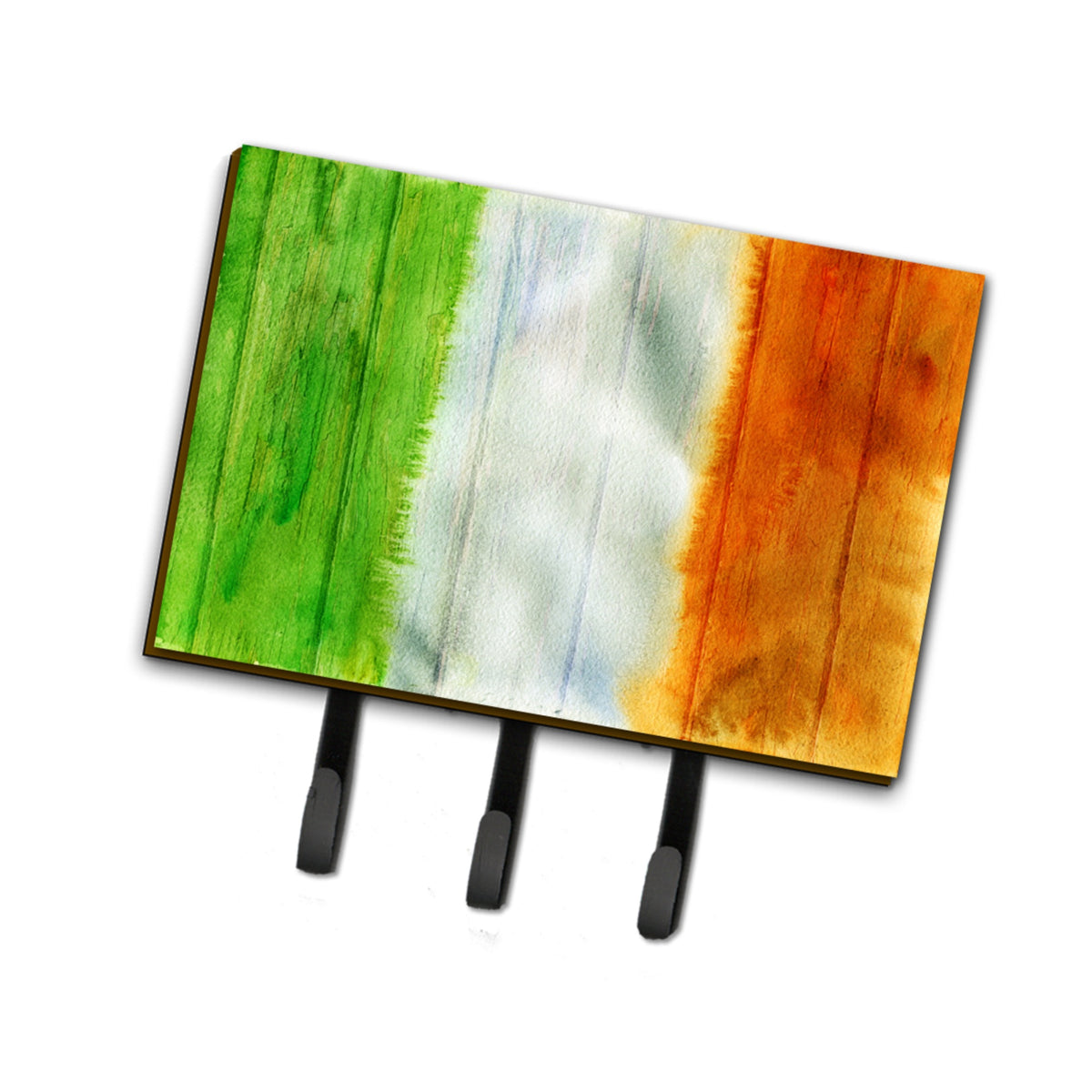 Caroline'S Treasures Irish Flag On Wood Leash Or Key Holder Hooks, Multicolor