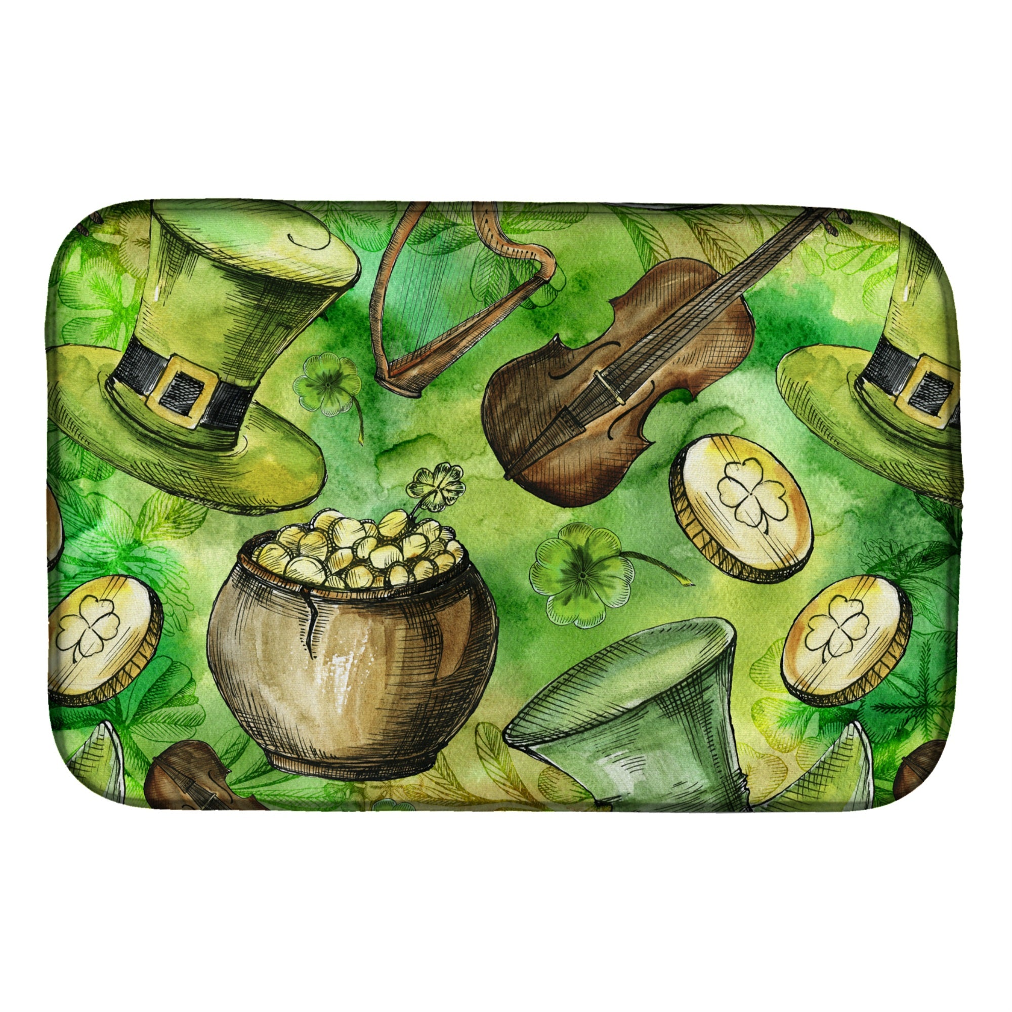 Caroline'S Treasures Luck Of The Irish Dish Drying Mat, 14 X 21, Multicolor