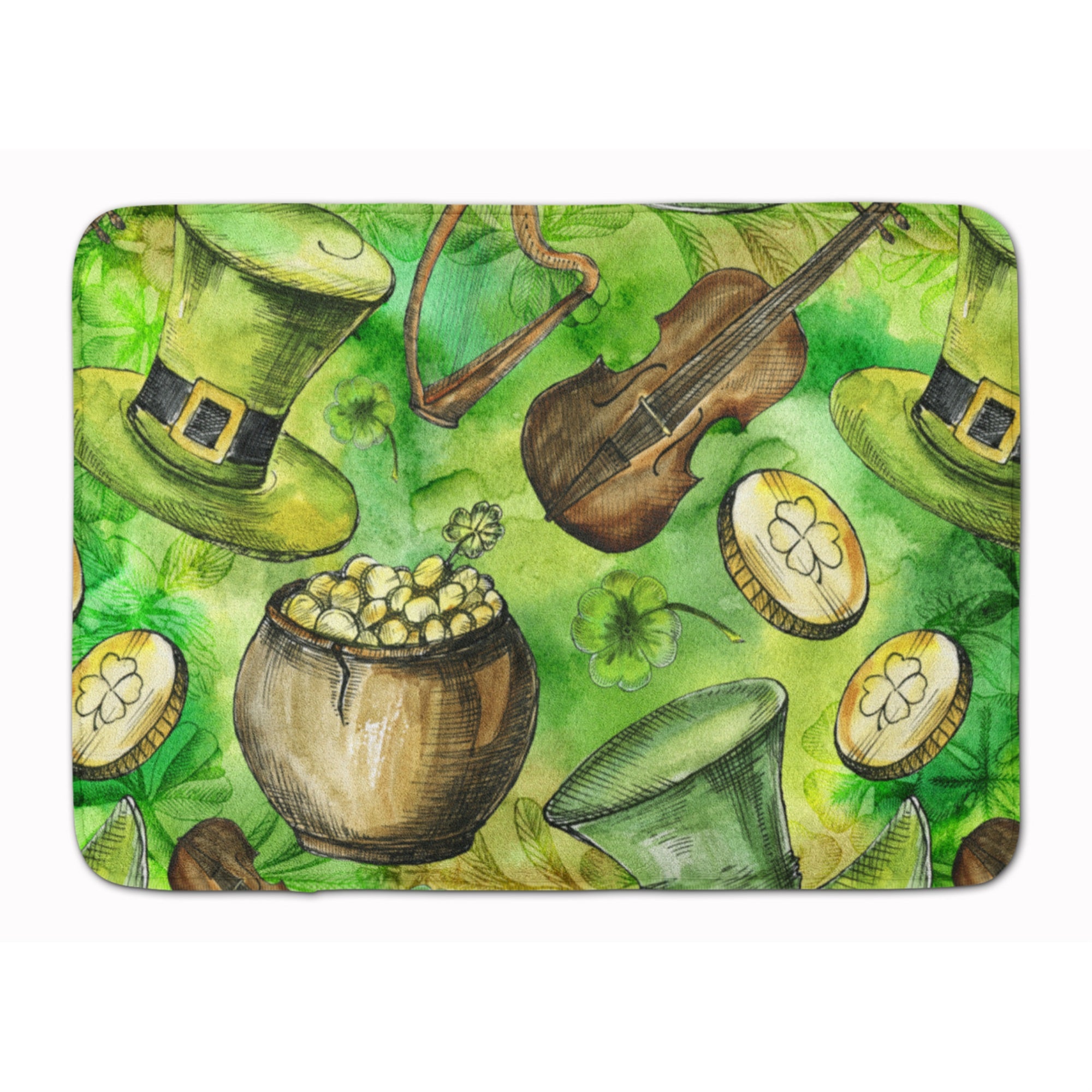 Caroline'S Treasures Luck Of The Irish Machine Washable Memory Foam Mat Doormats, Multicolor
