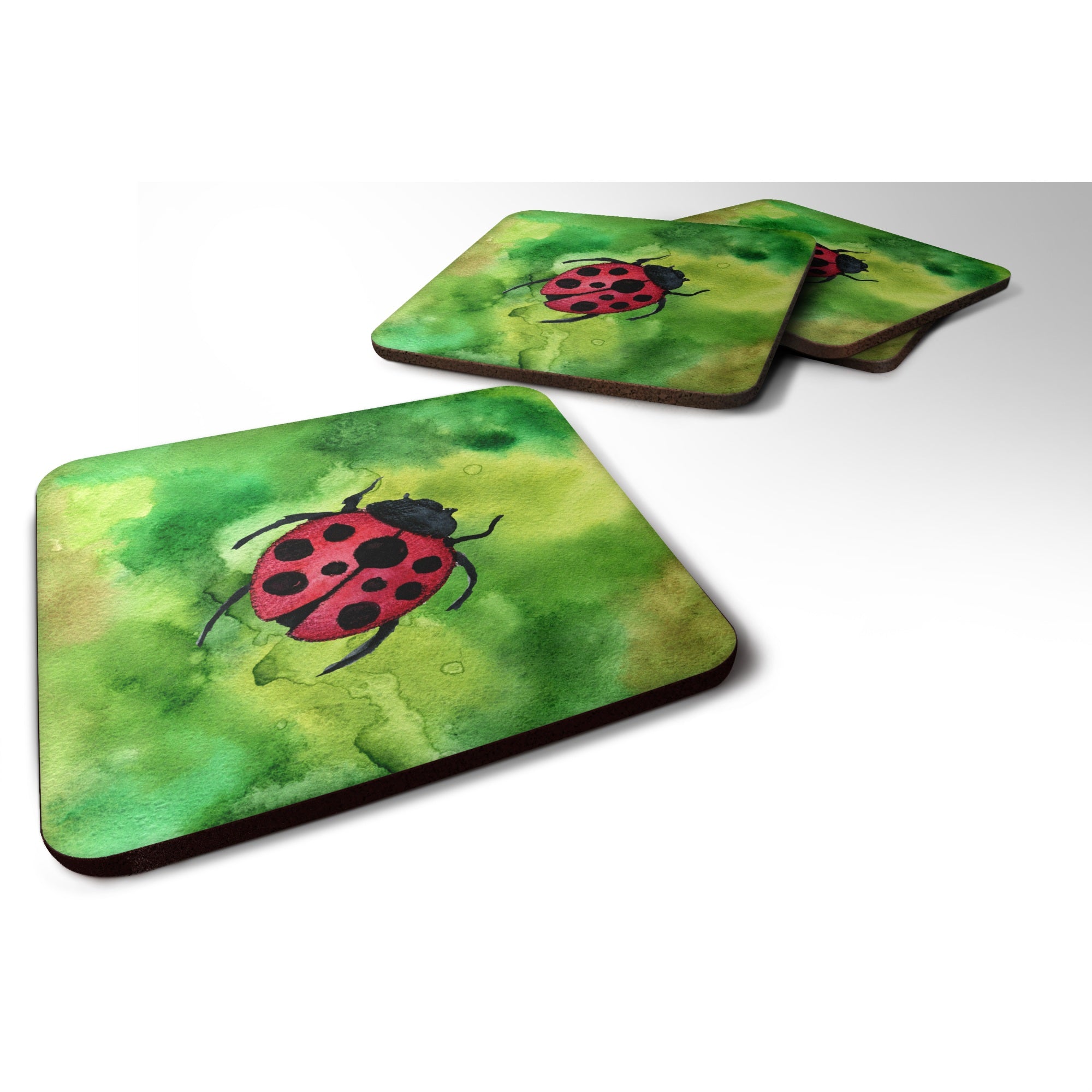 Caroline'S Treasures Irish Lady Bug Foam Coaster Set Of 4, 3.5, Multicolor