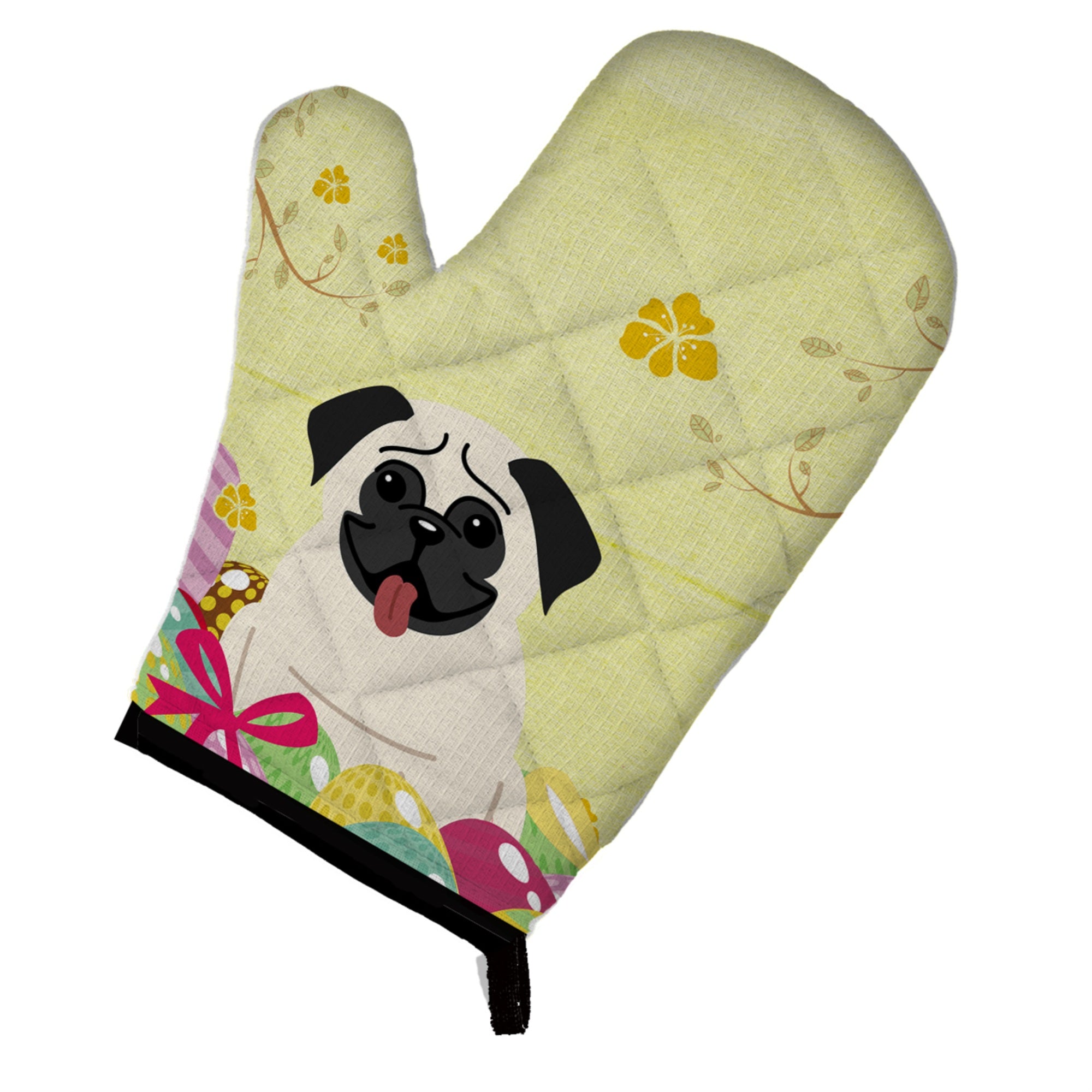 Caroline'S Treasures Easter Eggs Pug Cream Oven Mitt, Multicolor, 12 X 8.5