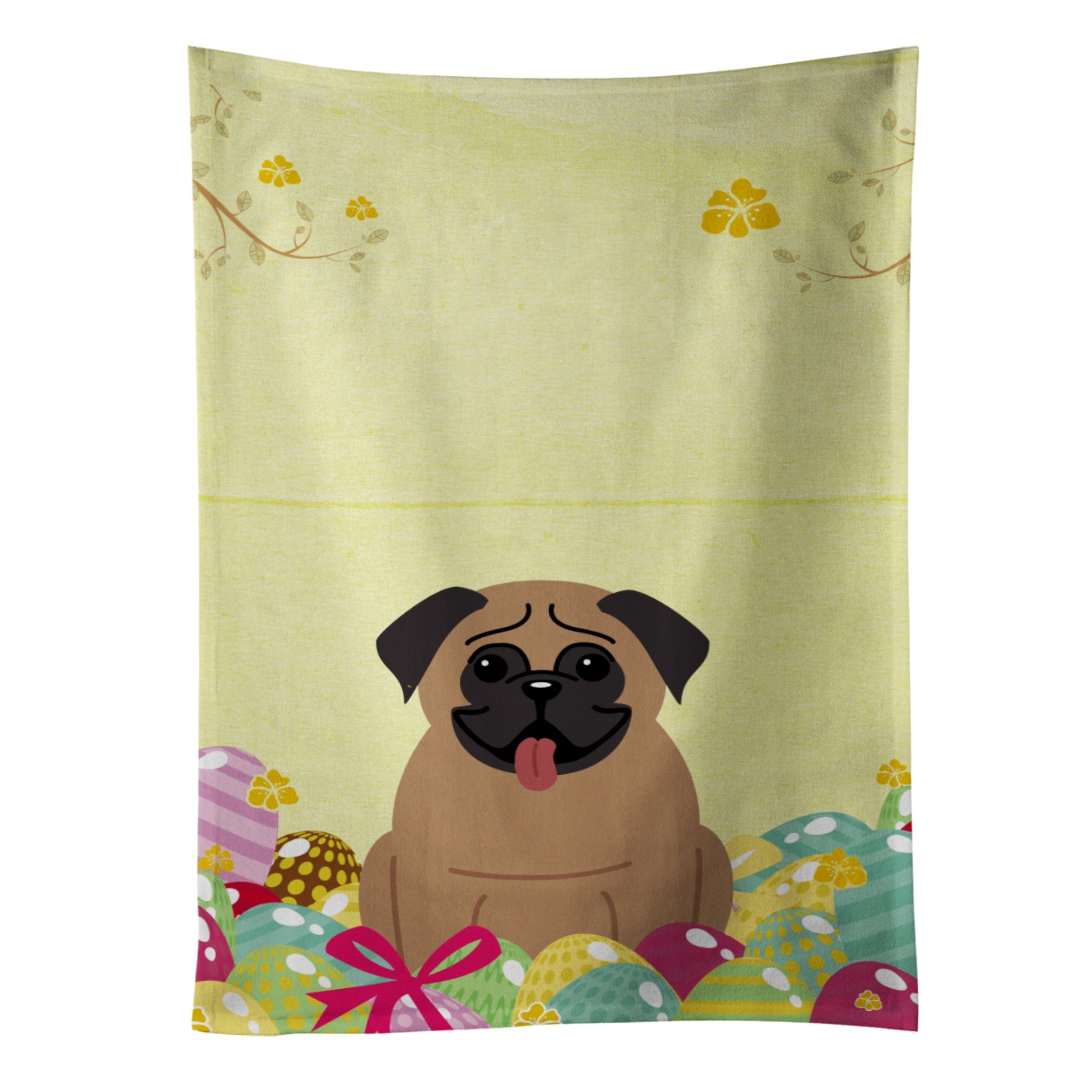 Caroline'S Treasures Bb6005Ktwl Easter Eggs Pug Brown Kitchen Towel, Multicolor, 25 X 15