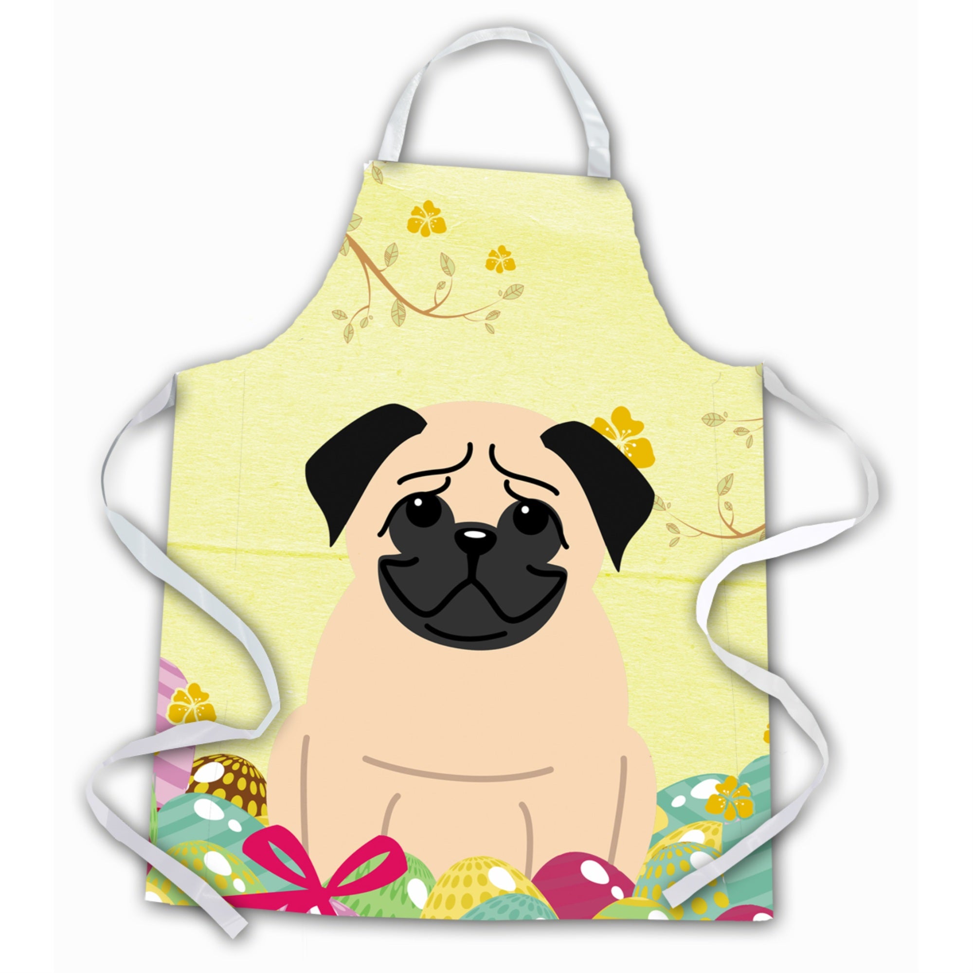Caroline'S Treasures Easter Eggs Pug Fawn Apron, Large, Multicolor