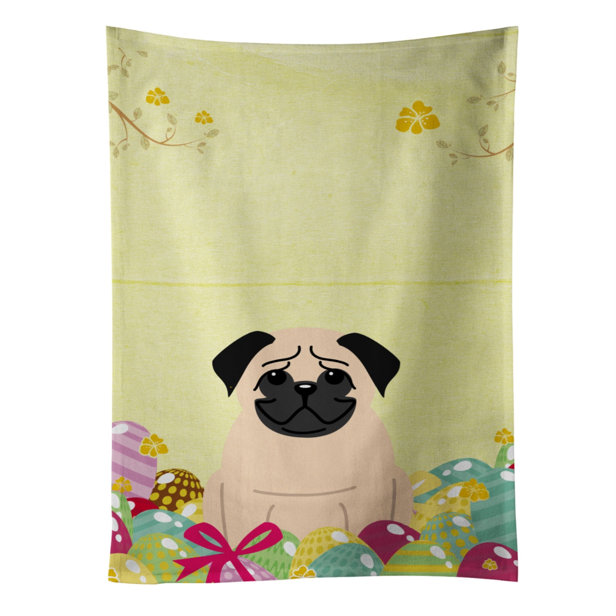 Caroline'S Treasures Easter Eggs Pug Fawn Kitchen Towel, Multicolor, 25 X 15