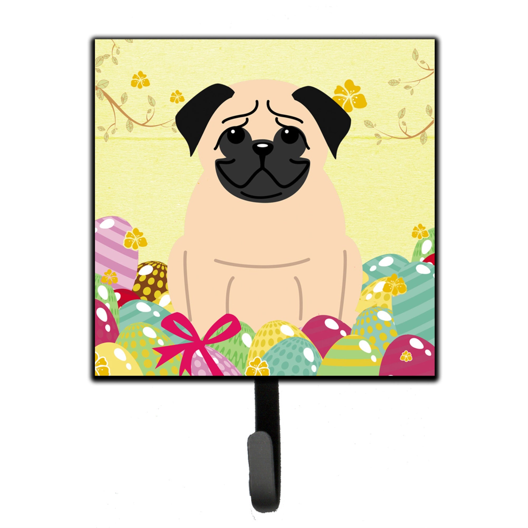 Caroline'S Treasures Easter Eggs Pug Fawn Wall Hook, Small, Multicolor