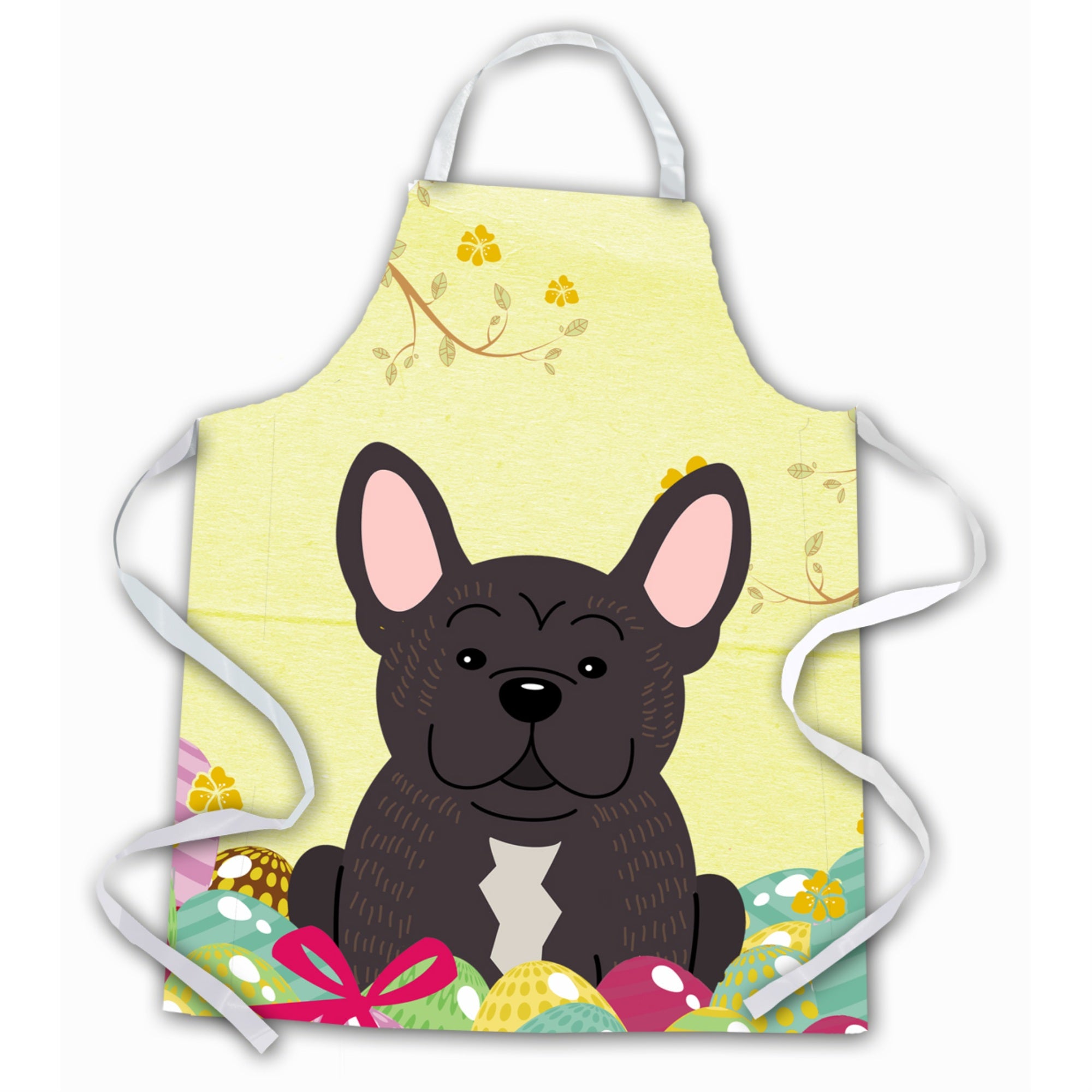 Caroline'S Treasures Easter Eggs French Bulldog Brindle Apron, Large, Multicolor