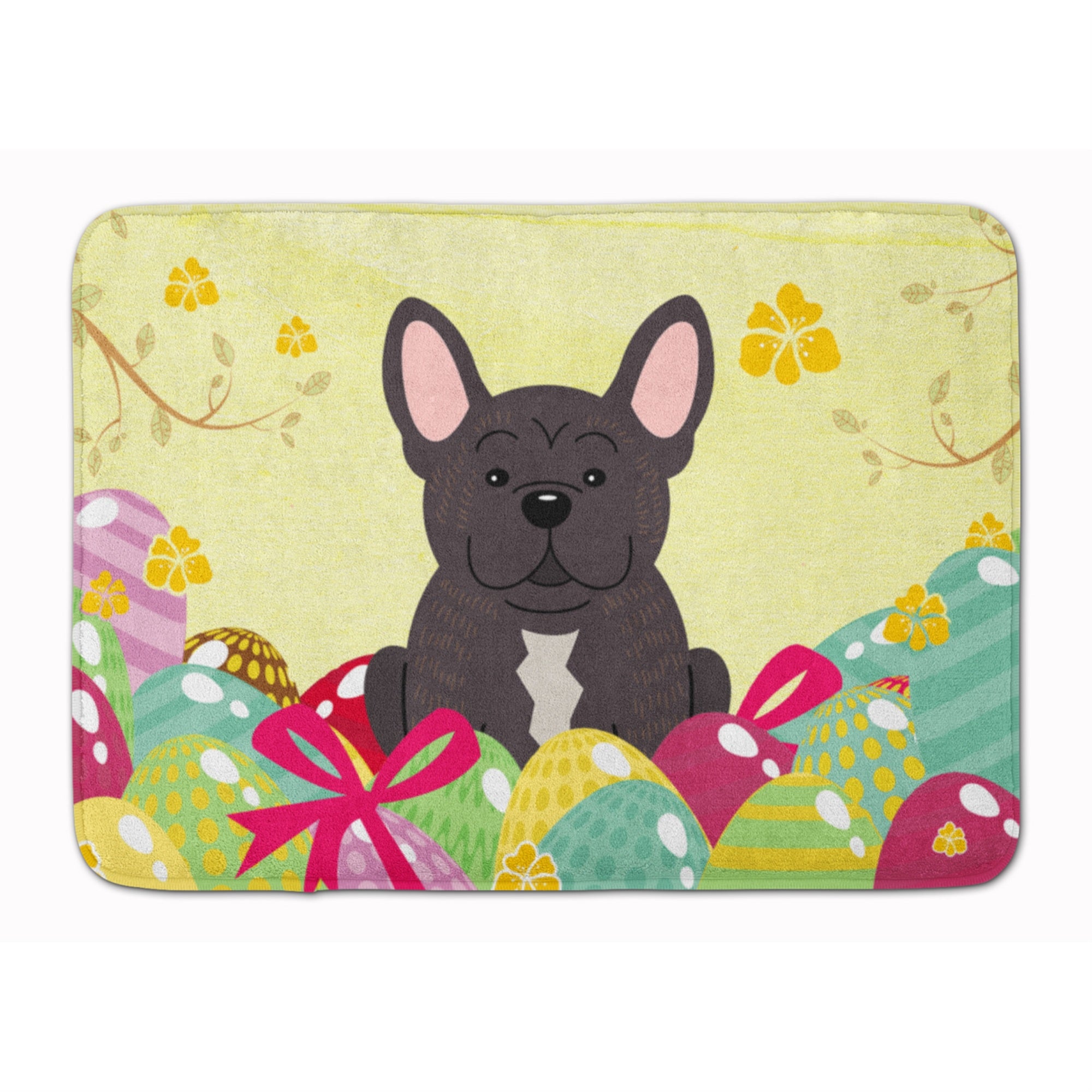 Caroline'S Treasures Easter Eggs French Bulldog Brindle Machine Washable Memory Foam Mat Doormats, Multicolor