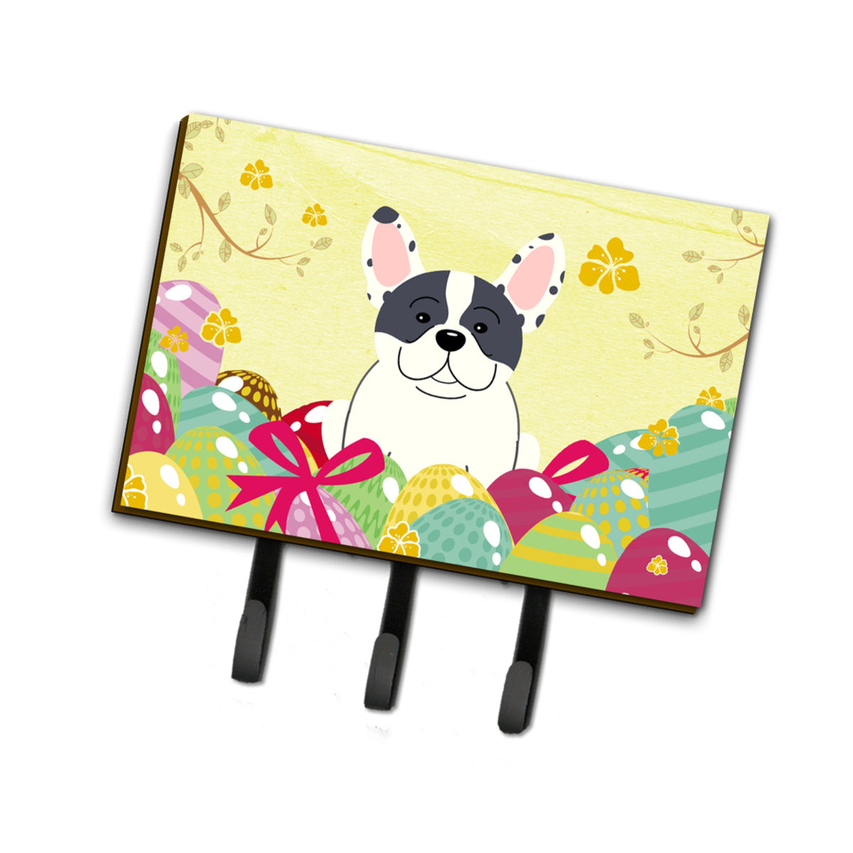 Caroline'S Treasures Easter Eggs French Bulldog Piebald Leash Or Key Holder Hooks, Multicolor