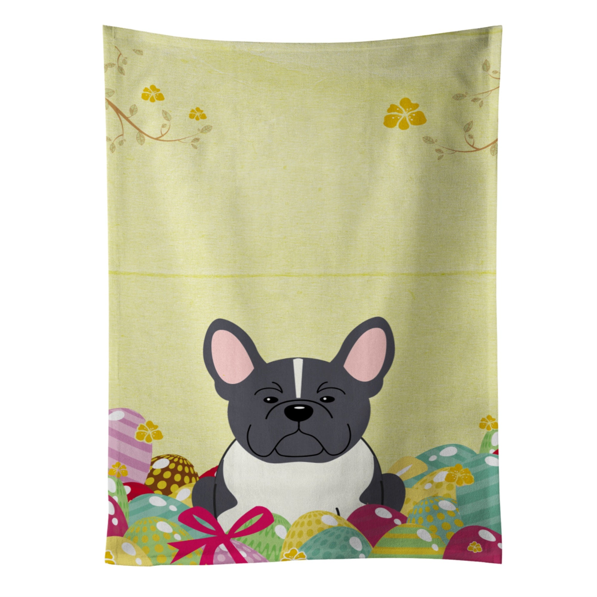 Caroline'S Treasures Easter Eggs French Bulldog Black White Kitchen Towel, Multicolor, 25 X 15